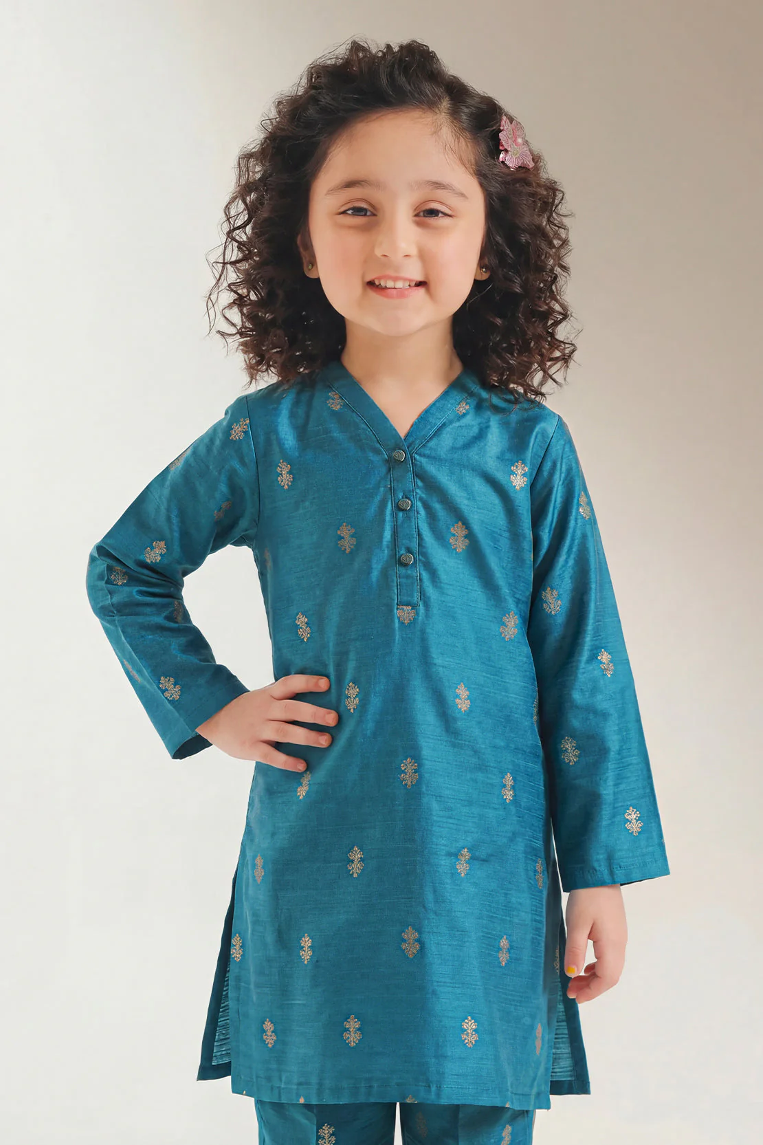 Stitched Cotton Jacquard 2 Piece (Shirt/trouser) For Kids - Image 3