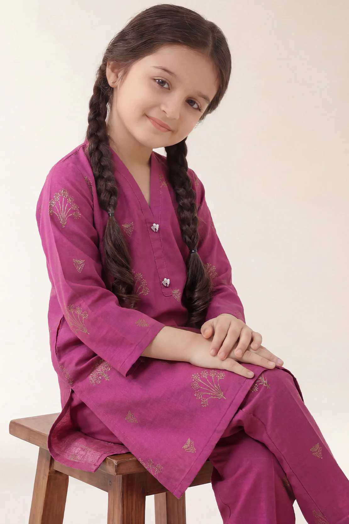 Stitched Cotton Jacquard 2 Piece (Shirt/trouser) For Kids - Image 3