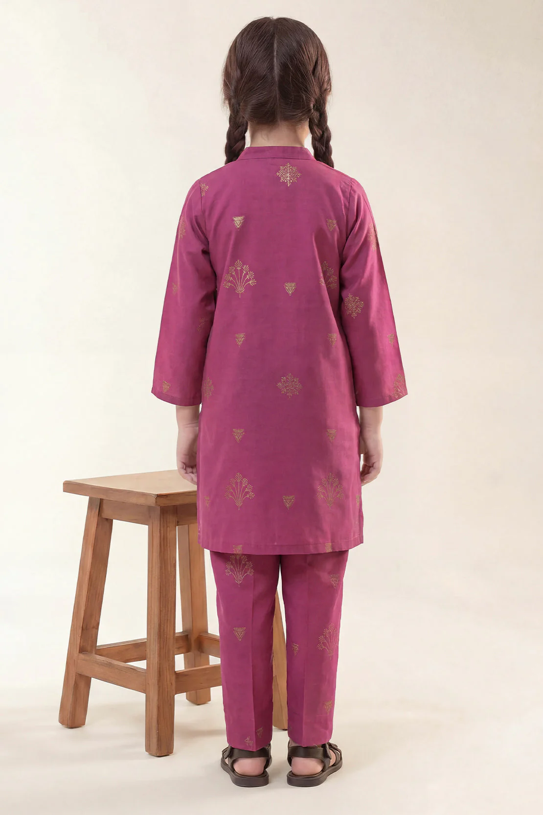 Stitched Cotton Jacquard 2 Piece (Shirt/trouser) For Kids - Image 4