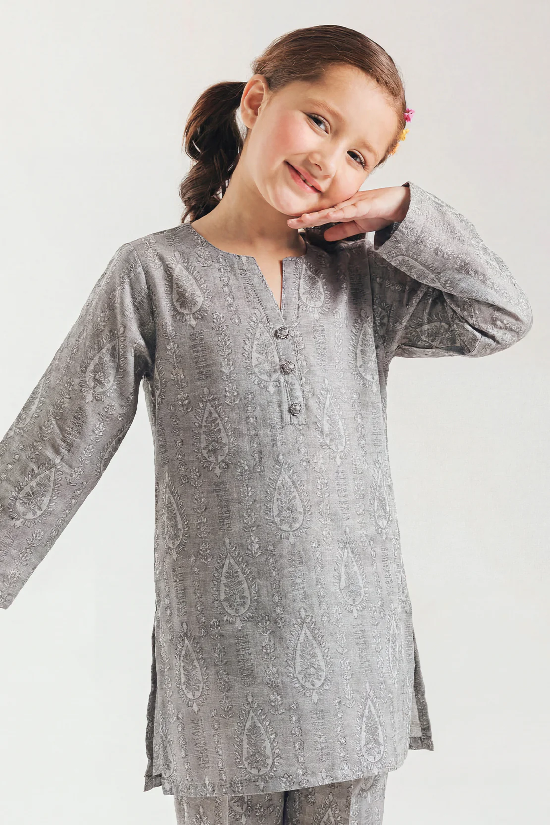 Stitched Cotton Jacquard 2 Piece (Shirt/trouser) For Kids