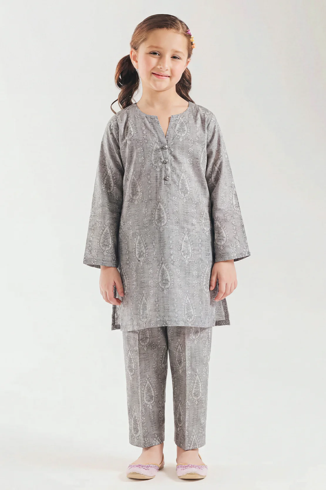 Stitched Cotton Jacquard 2 Piece (Shirt/trouser) For Kids - Image 2