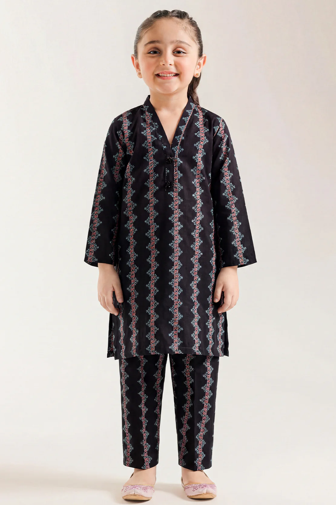 Stitched Cotton Jacquard 2 Piece (Shirt/trouser) For Kids