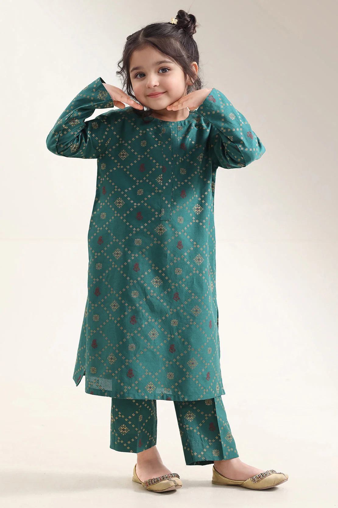 Stitched Cotton Jacquard 2 Piece (Shirt/trouser) For Kids