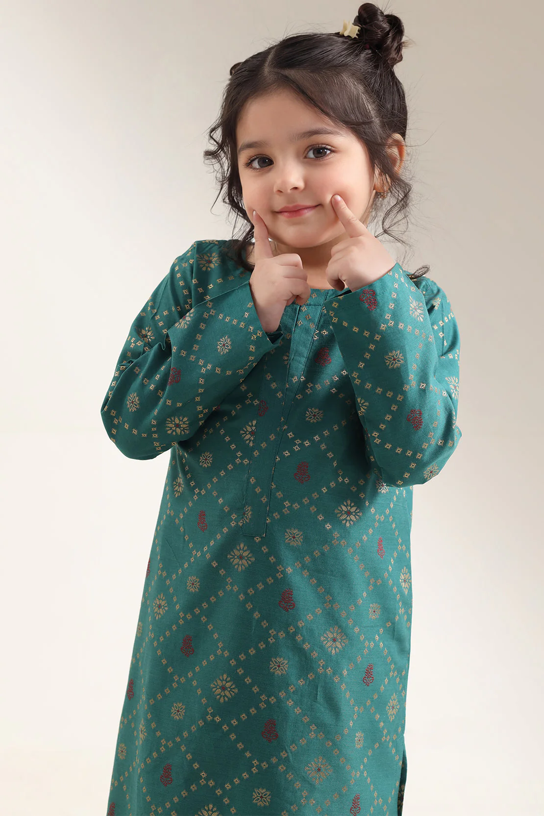 Stitched Cotton Jacquard 2 Piece (Shirt/trouser) For Kids - Image 2