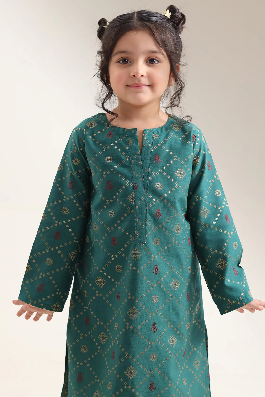 Stitched Cotton Jacquard 2 Piece (Shirt/trouser) For Kids - Image 4