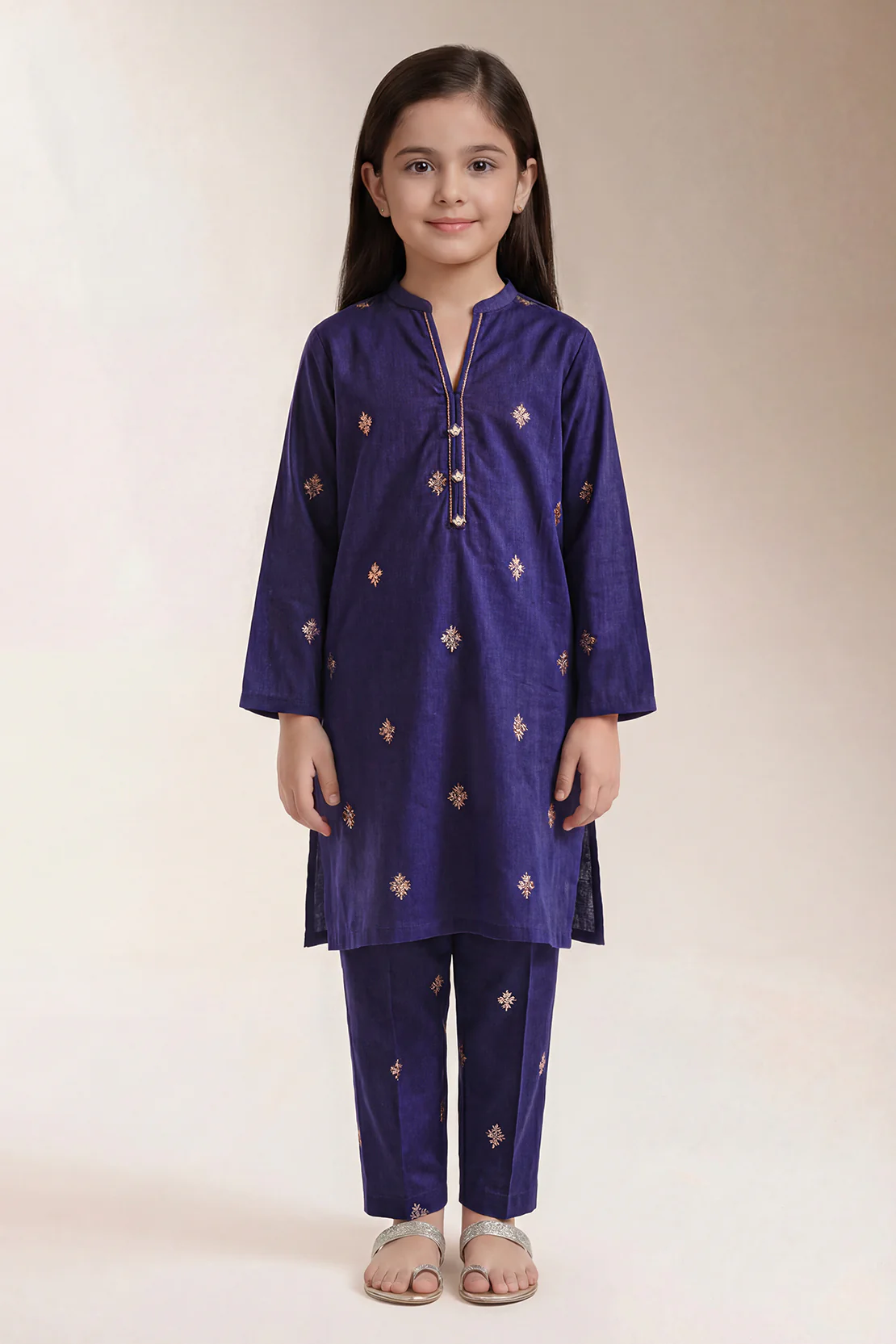 Stitched Cotton Jacquard 2 Piece (Shirt/trouser) For Kids - Image 2