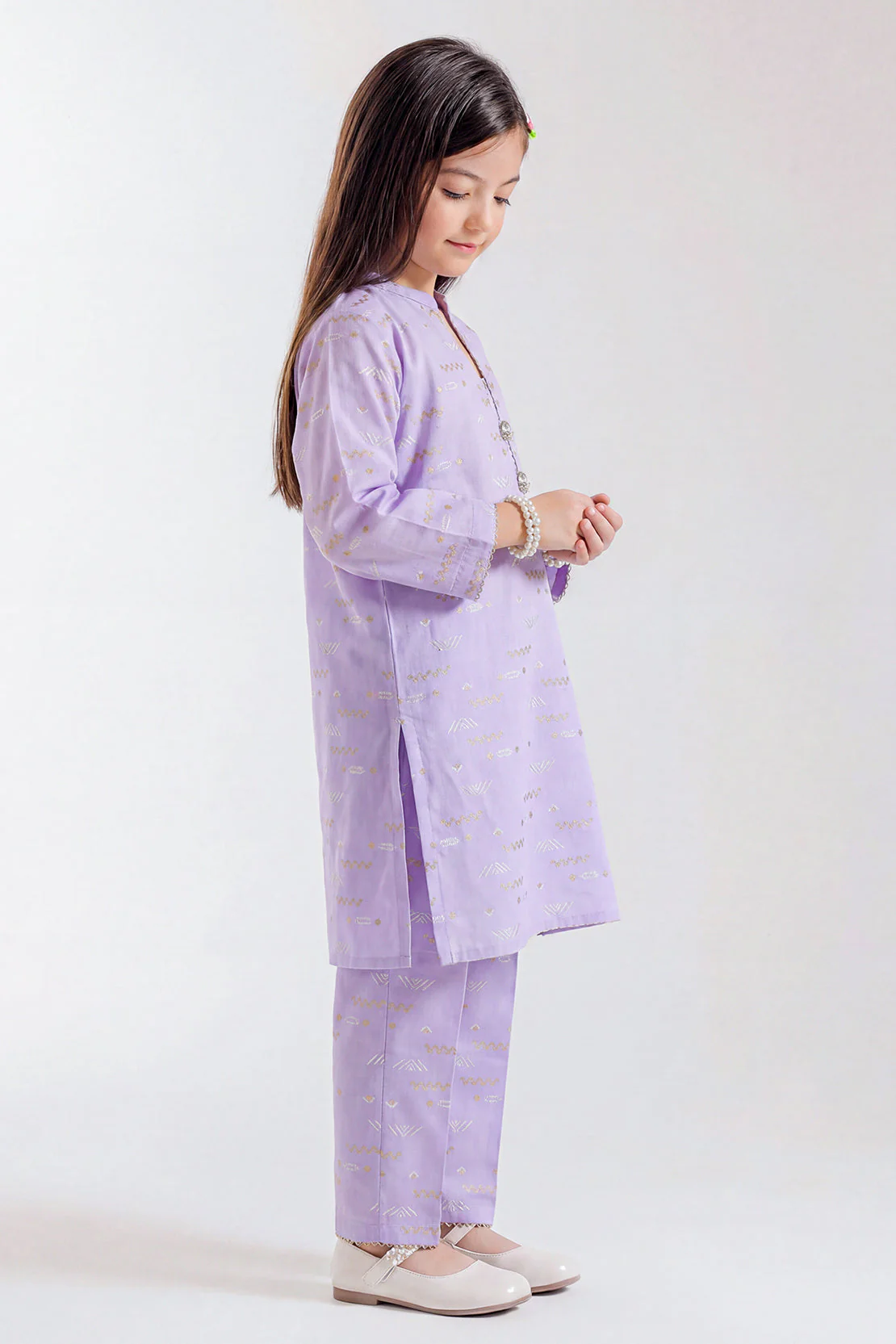 Stitched Cotton Jacquard 2 Piece (Shirt/trouser) For Kids - Image 3