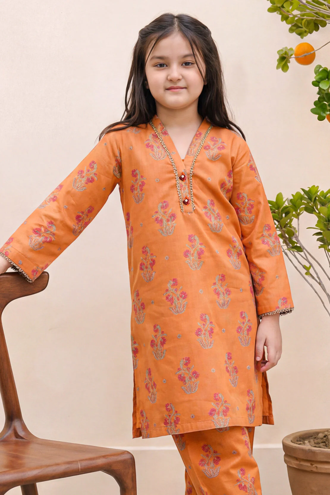 Stitched Cotton Jacquard 2 Piece (Shirt/trouser) For Kids - Image 3