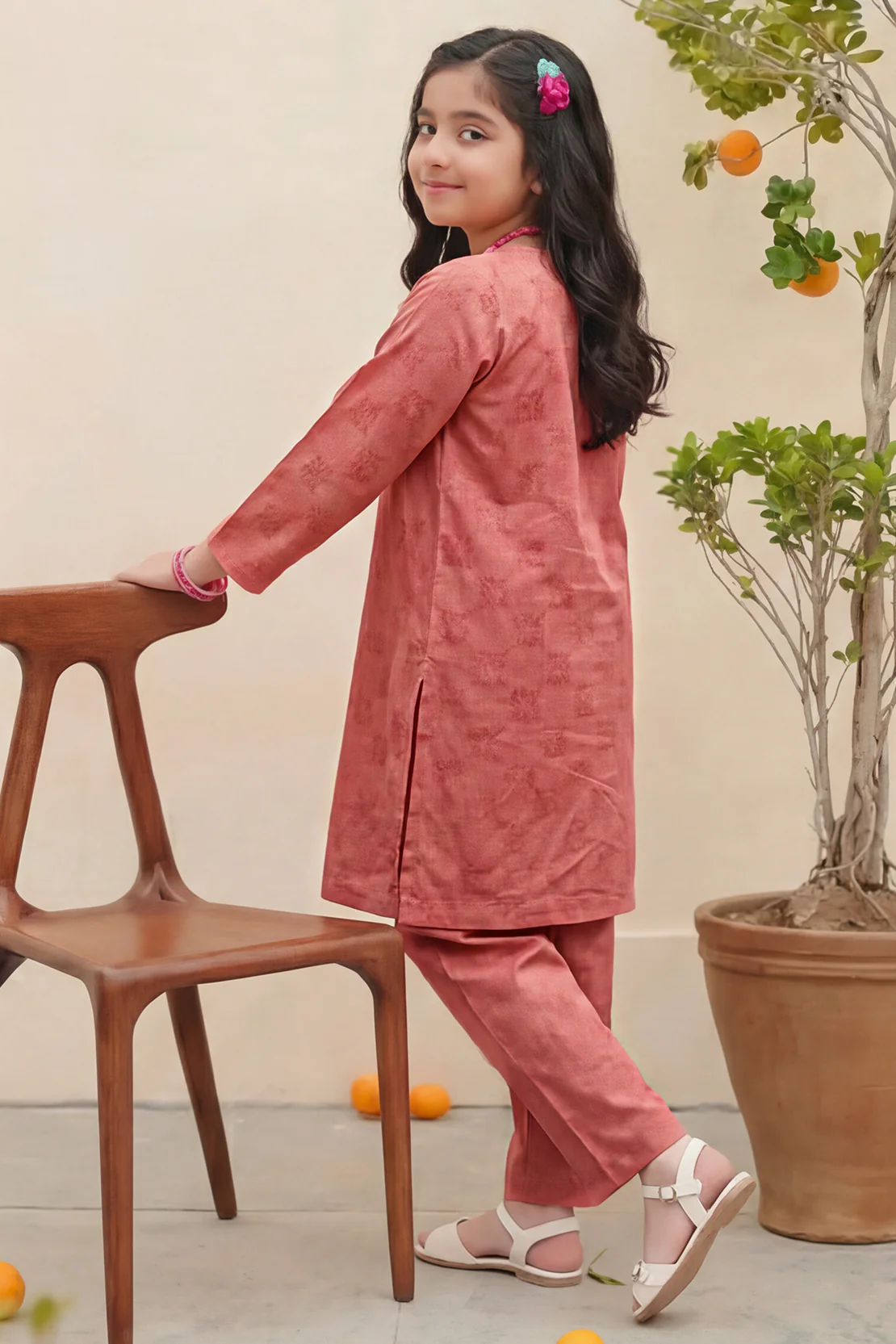 Stitched Cotton Jacquard 2 Piece (Shirt/trouser) For Kids - Image 4