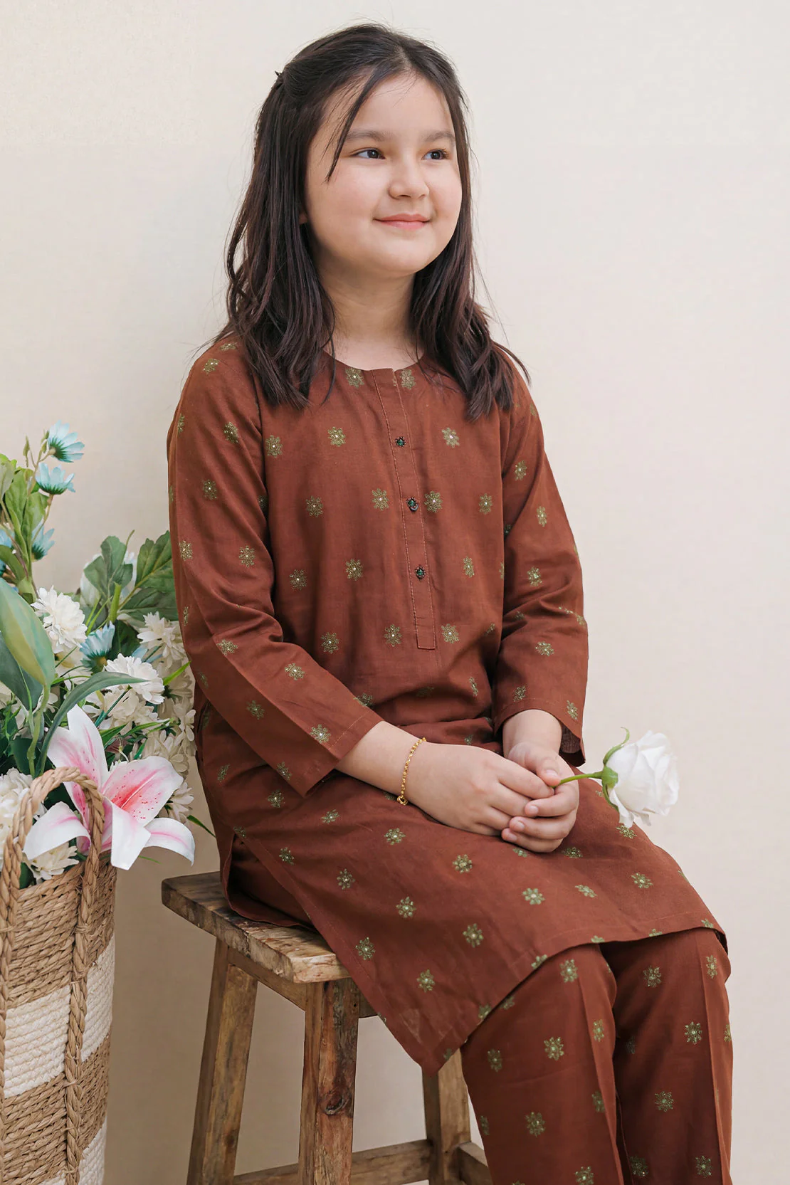 Stitched Cotton Jacquard 2 Piece (Shirt/trouser) For Kids - Image 2