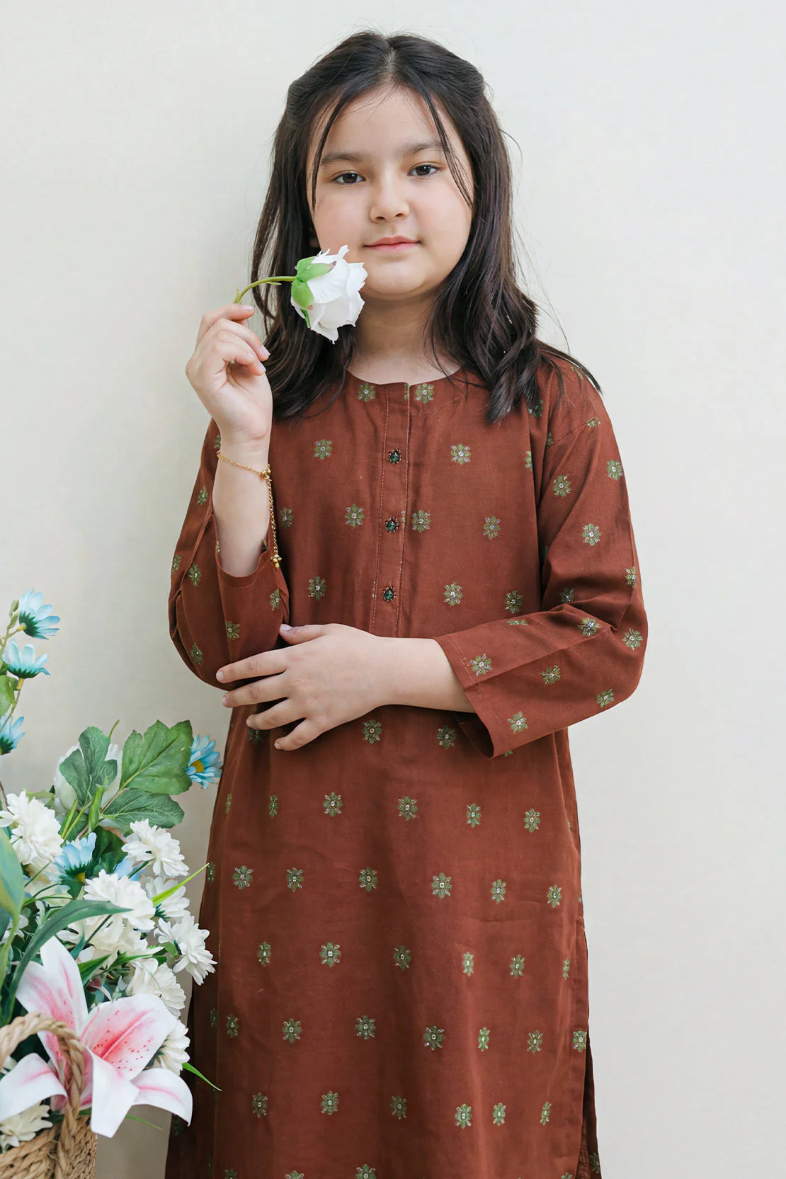 Stitched Cotton Jacquard 2 Piece (Shirt/trouser) For Kids - Image 4