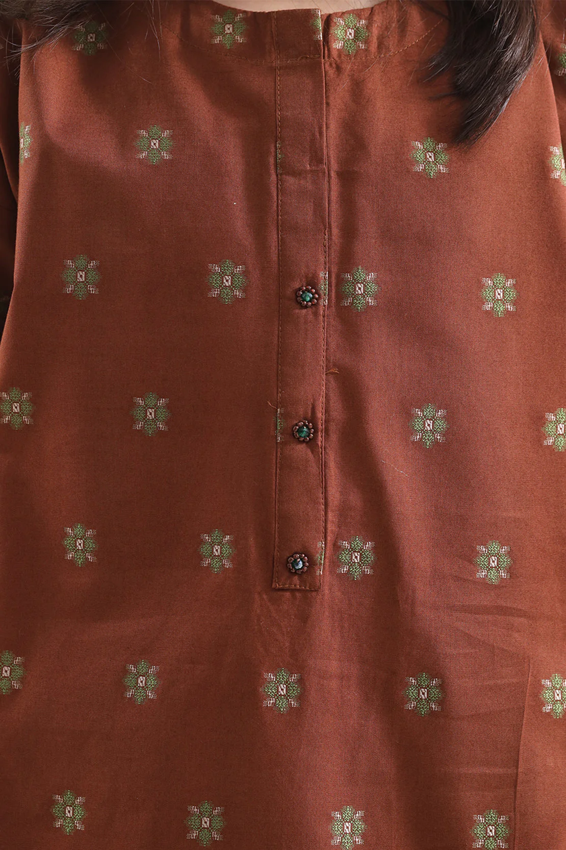 Stitched Cotton Jacquard 2 Piece (Shirt/trouser) For Kids - Image 5