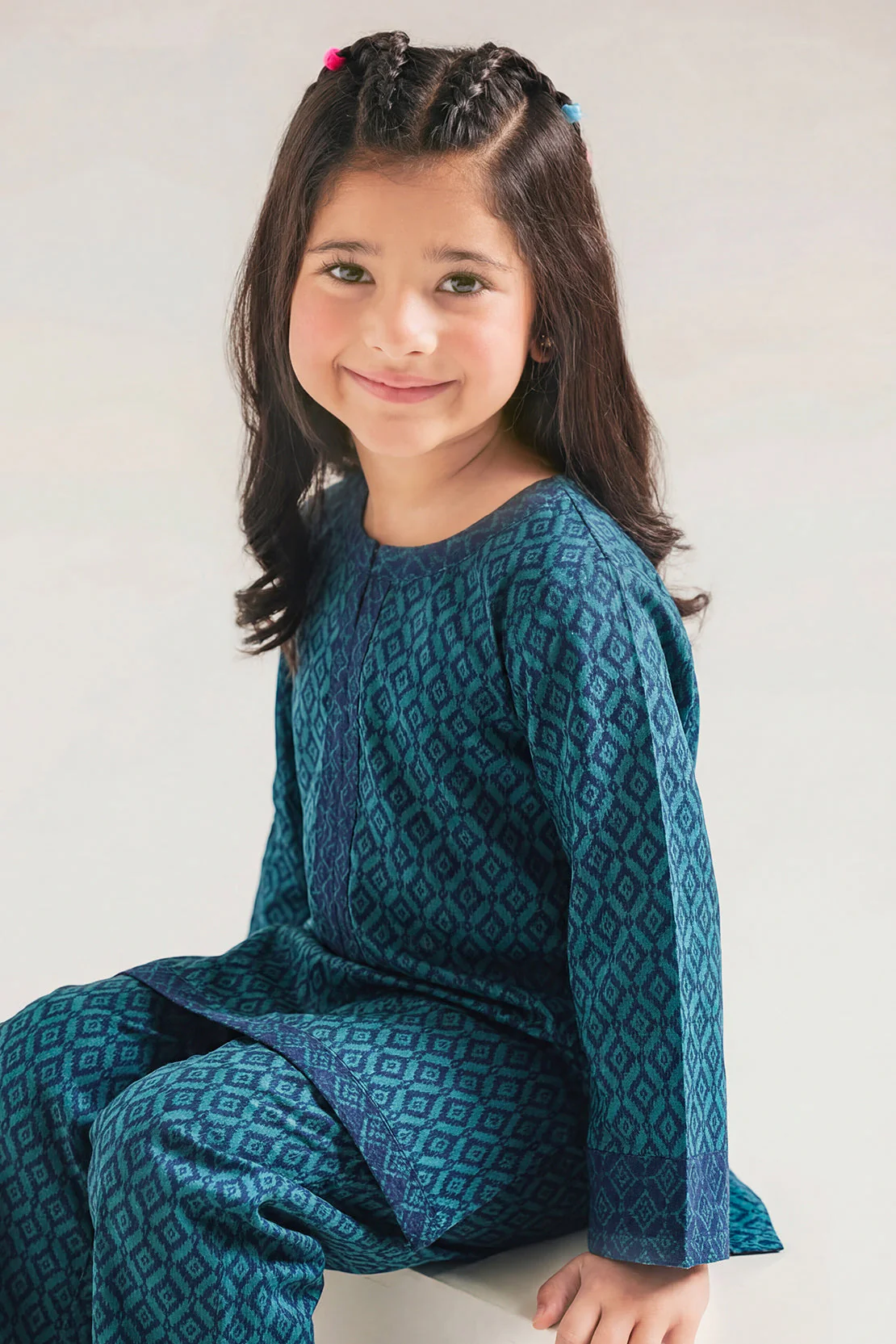 Stitched Cotton Jacquard 2 Piece (Shirt/trouser) For Kids