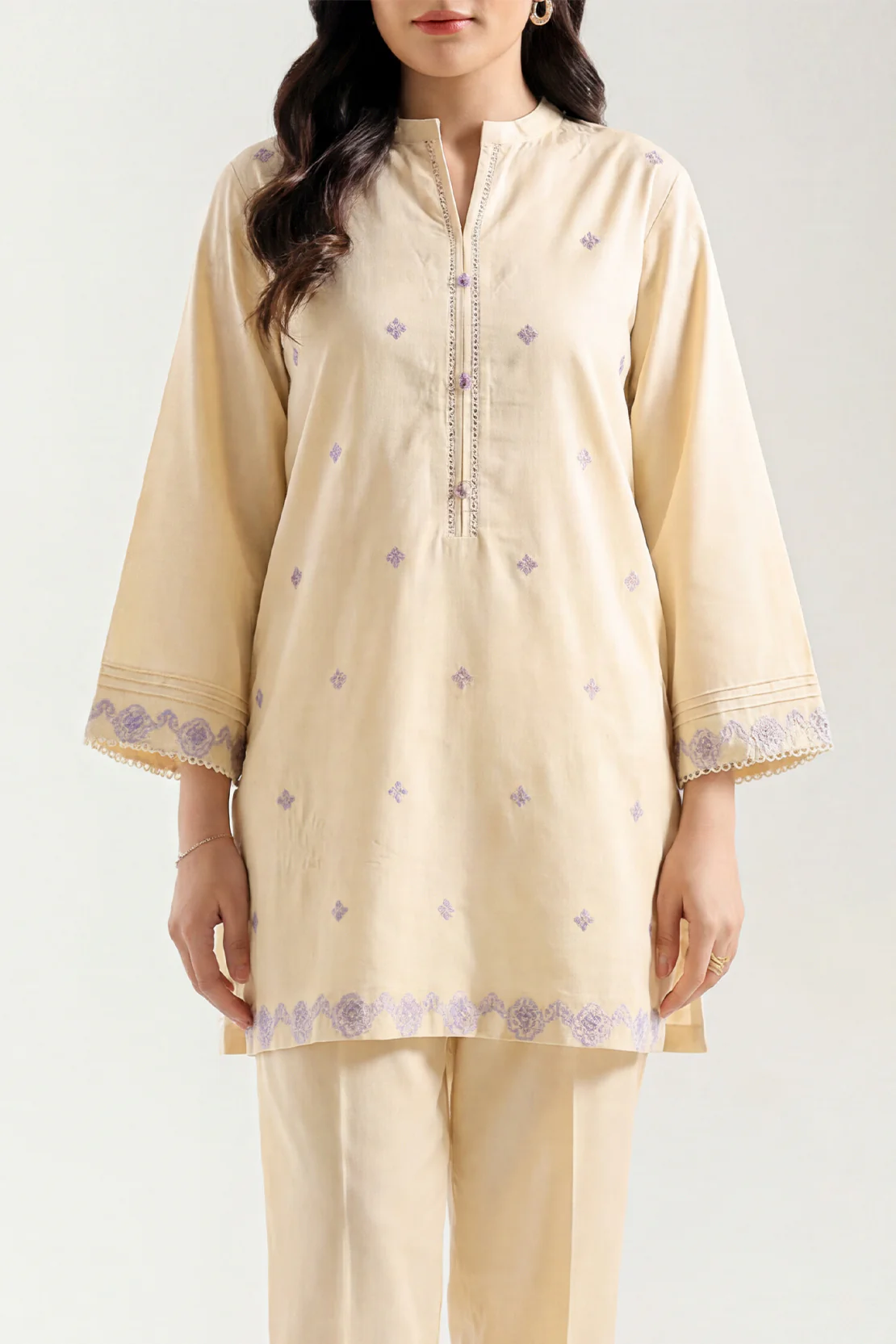 Stitched Cotton Jacquard 2 Piece (Shirt/Trouser) - Image 2