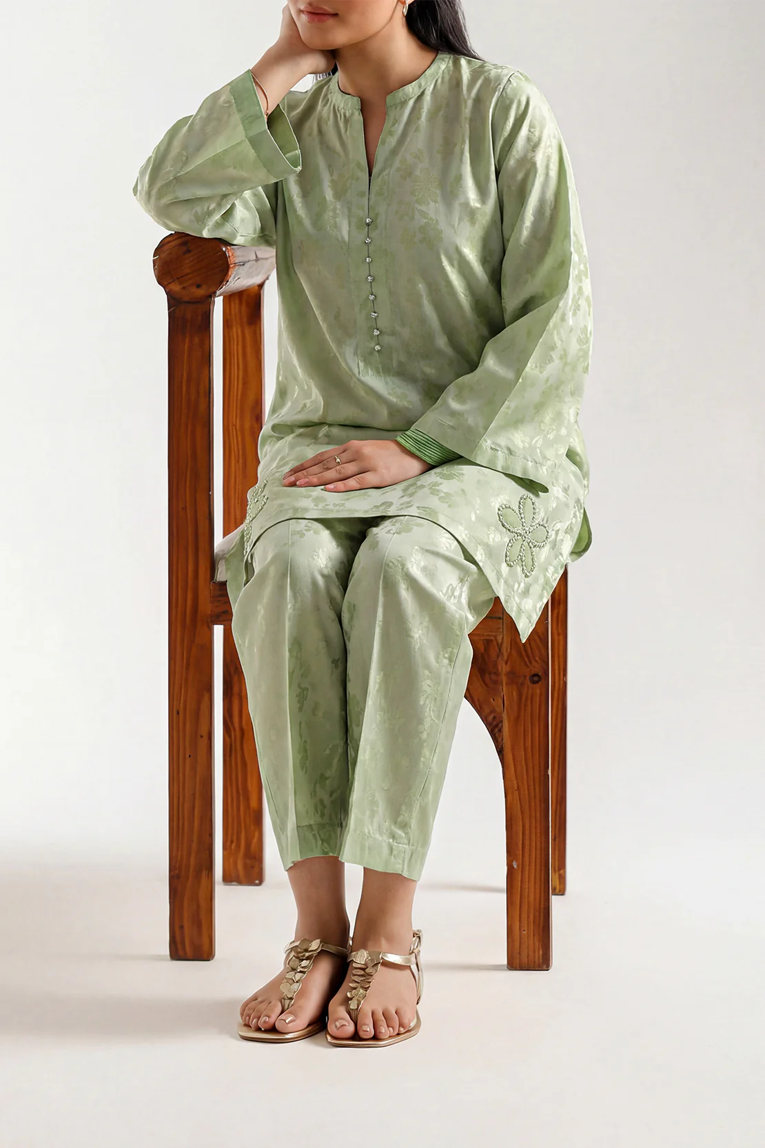 Stitched Cotton Jacquard 2 Piece (Shirt/Trouser)
