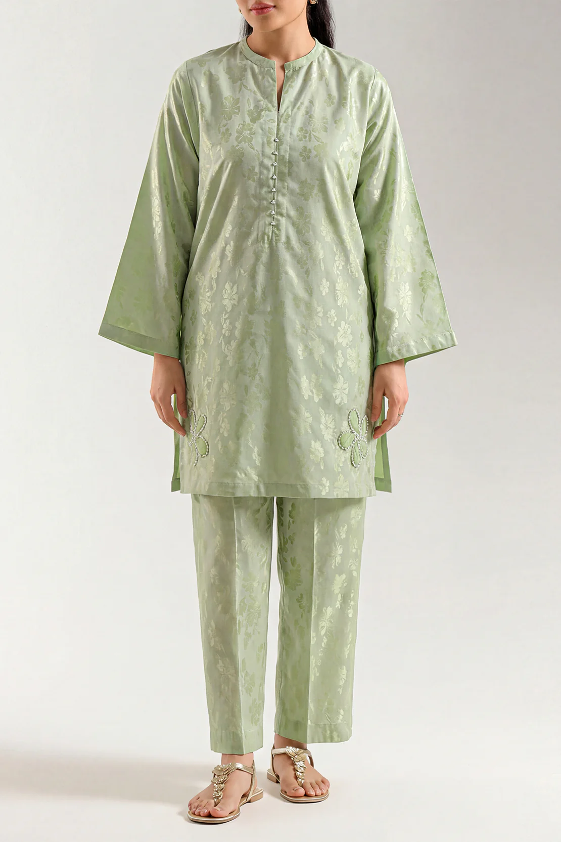 Stitched Cotton Jacquard 2 Piece (Shirt/Trouser) - Image 2