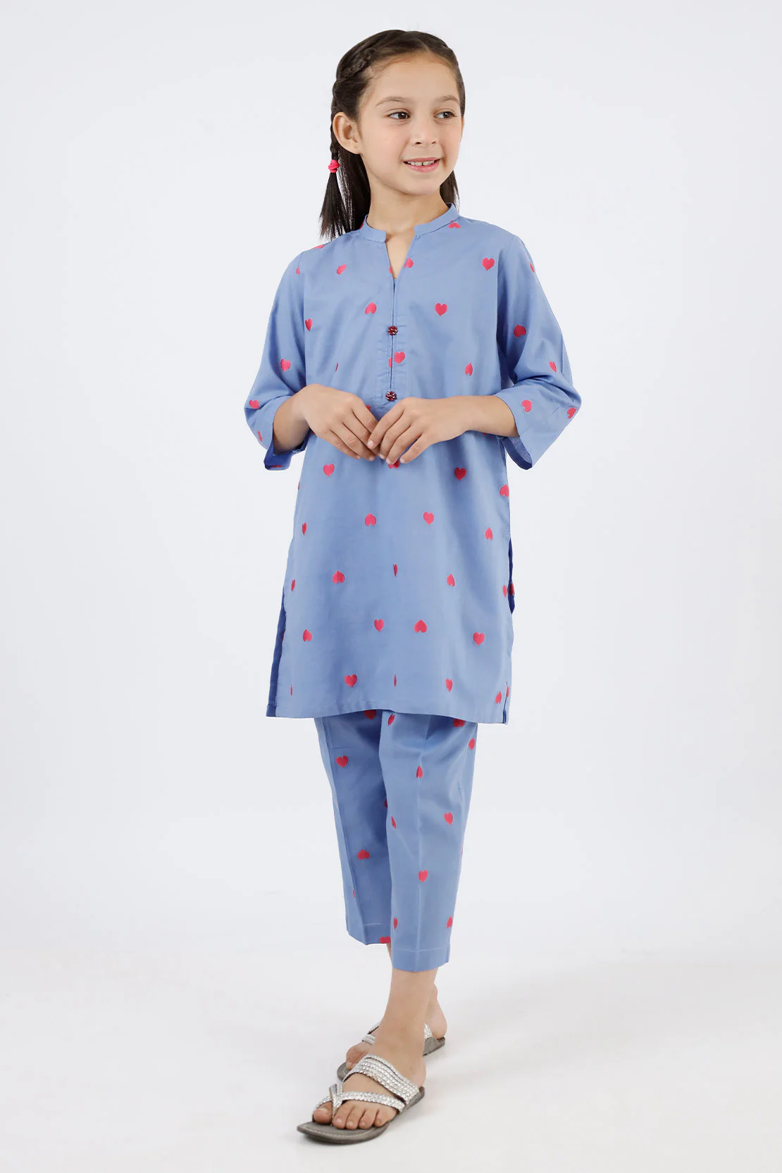 Stitched Cotton Jacquard Shirt For Kids