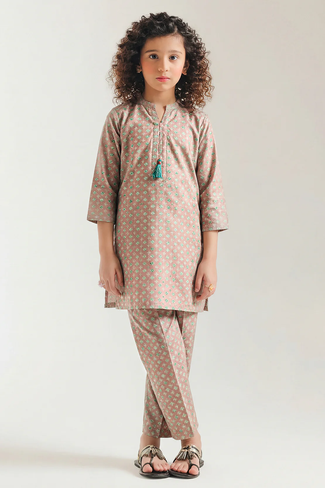 Stitched Cotton Jacquard Shirt For Kids