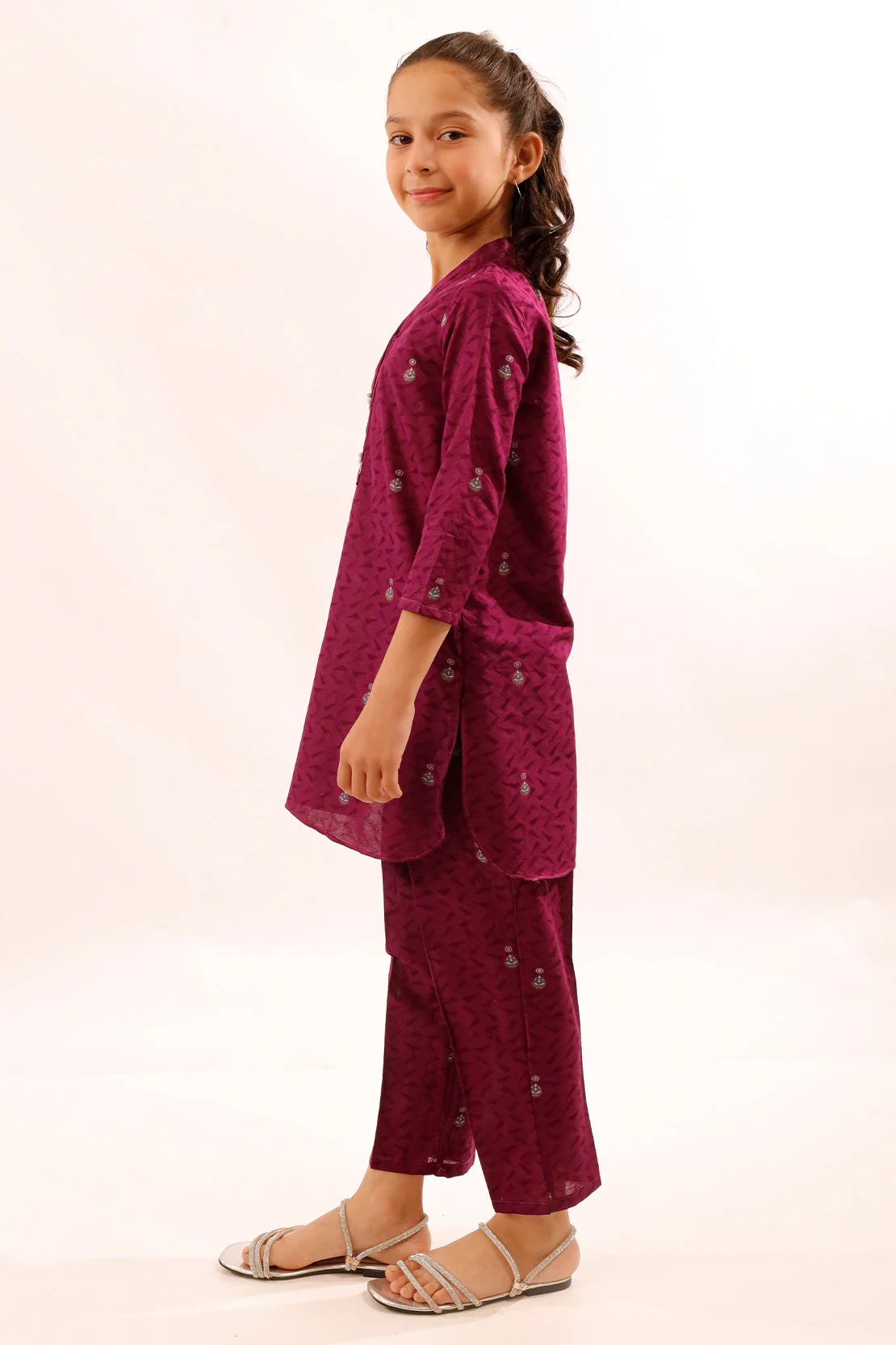 Stitched Cotton Jacquard Shirt For Kids - Image 3