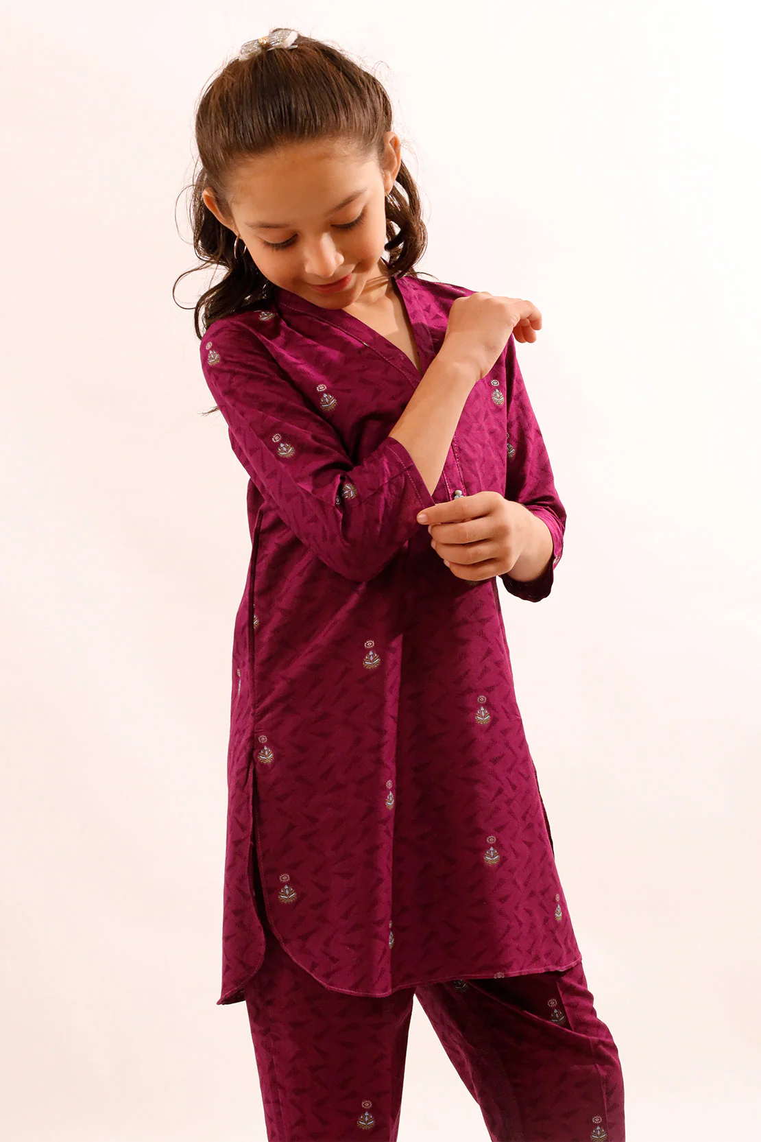 Stitched Cotton Jacquard Shirt For Kids - Image 5