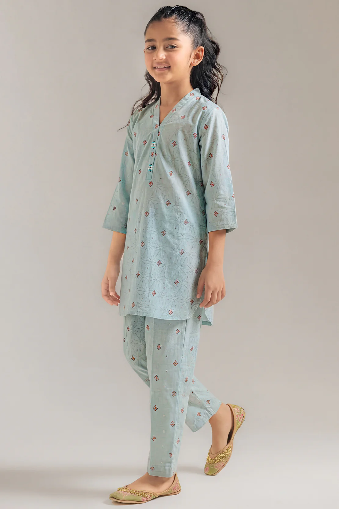 Stitched Cotton Jacquard Shirt For Kids - Image 2