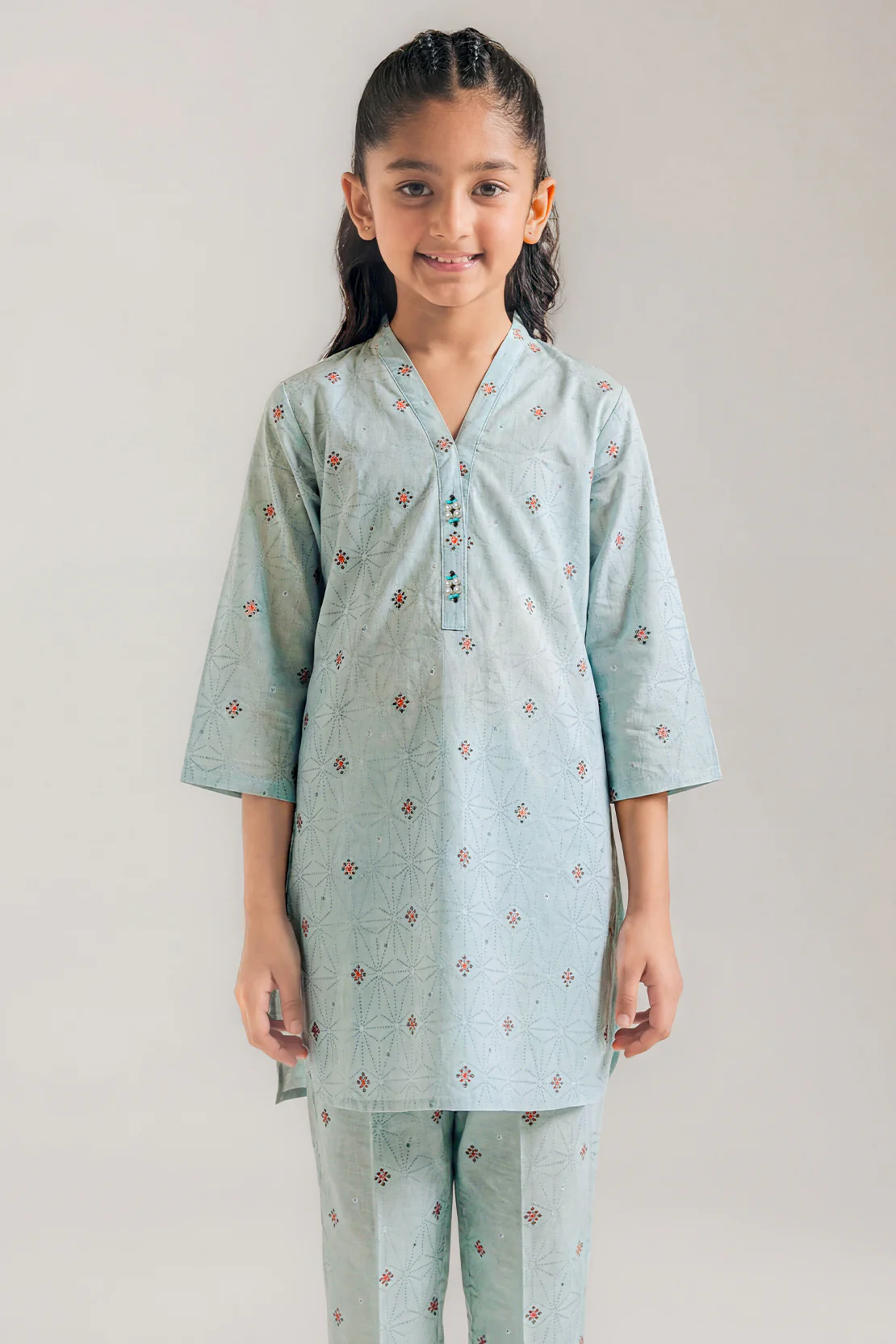 Stitched Cotton Jacquard Shirt For Kids - Image 3