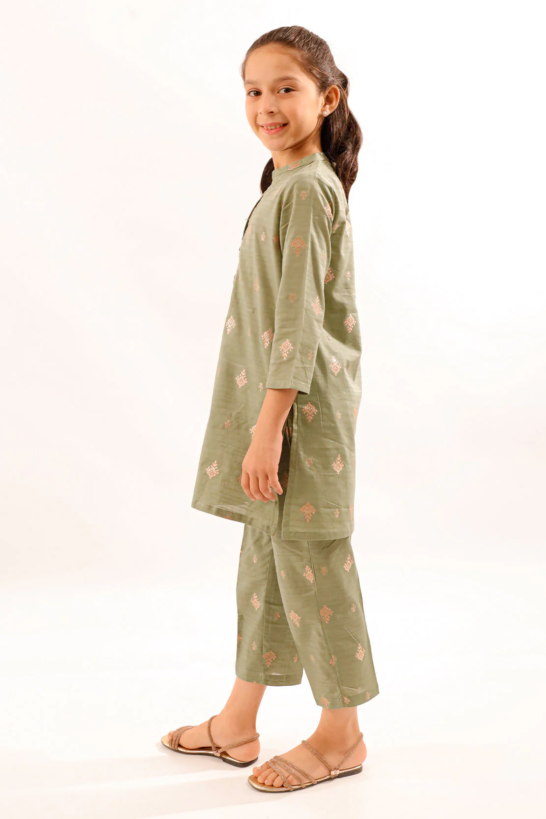 Stitched Cotton Jacquard Shirt For Kids - Image 2
