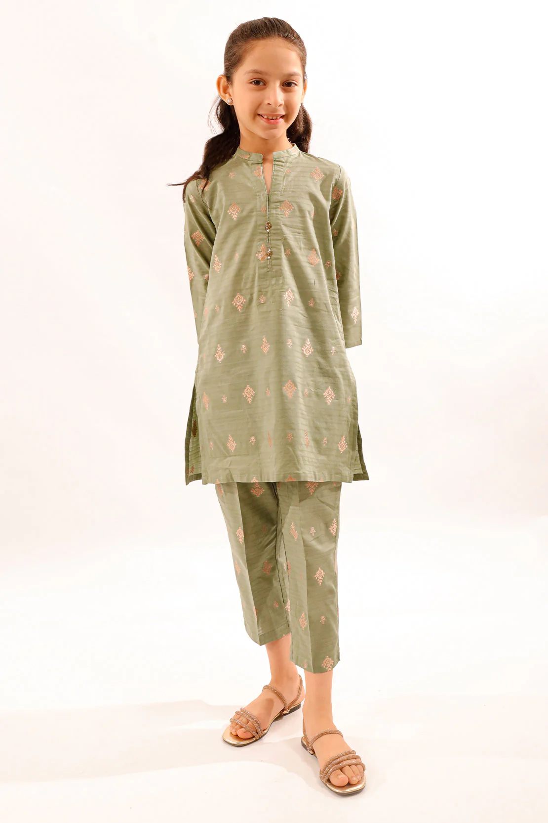 Stitched Cotton Jacquard Shirt For Kids - Image 3