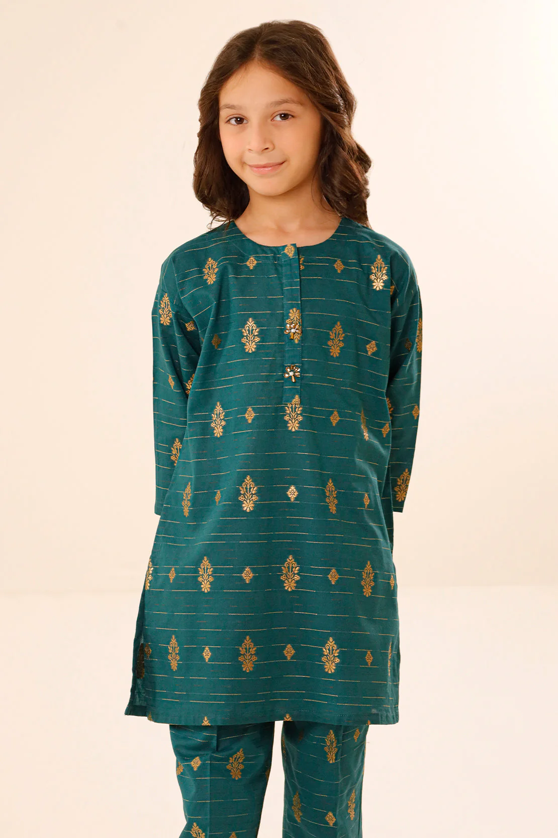 Stitched Cotton Jacquard Shirt For Kids - Image 2
