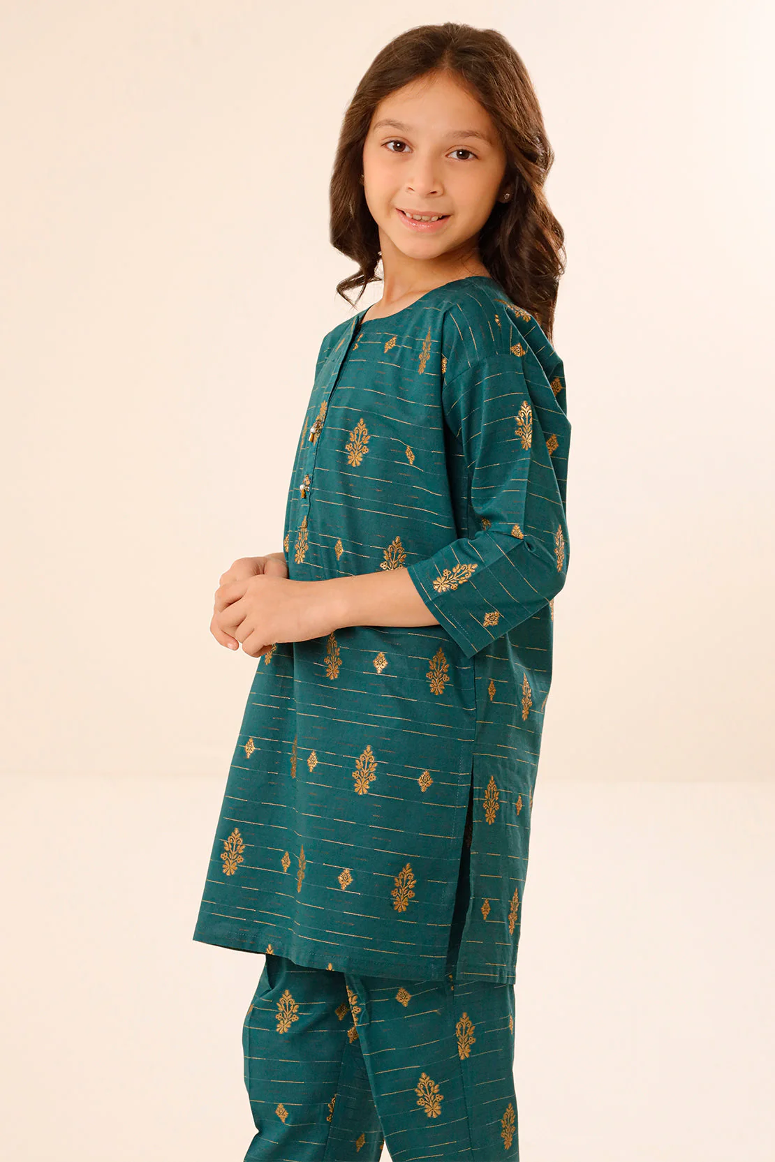 Stitched Cotton Jacquard Shirt For Kids - Image 3