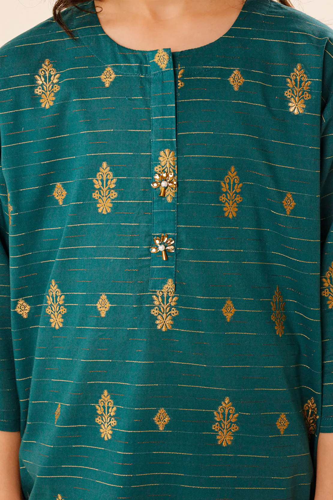 Stitched Cotton Jacquard Shirt For Kids - Image 5