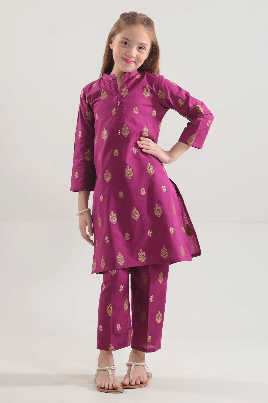 Stitched Cotton jacquard Shirt For Kids - Image 2