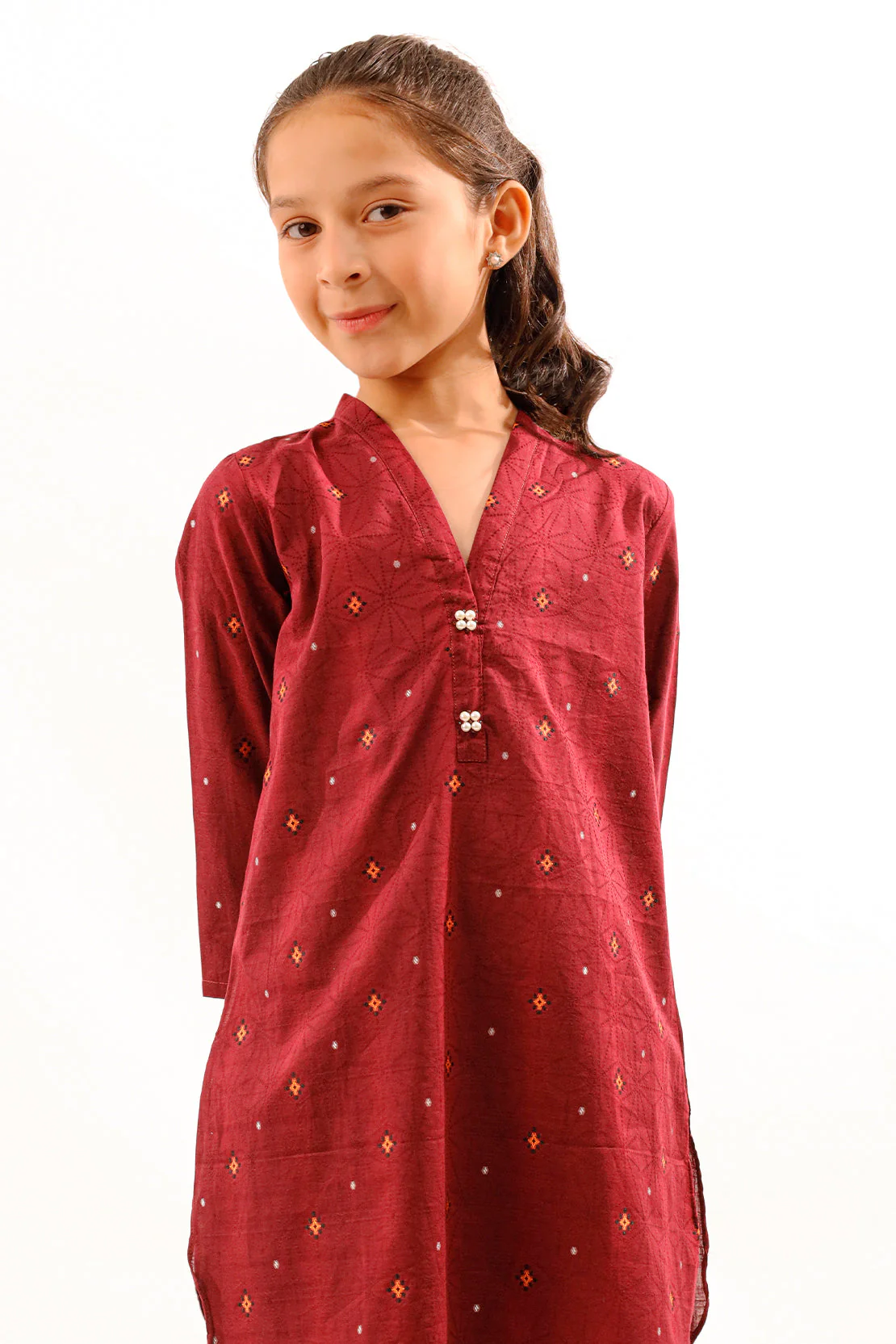 Stitched Cotton Jacquard Shirt For Kids - Image 2