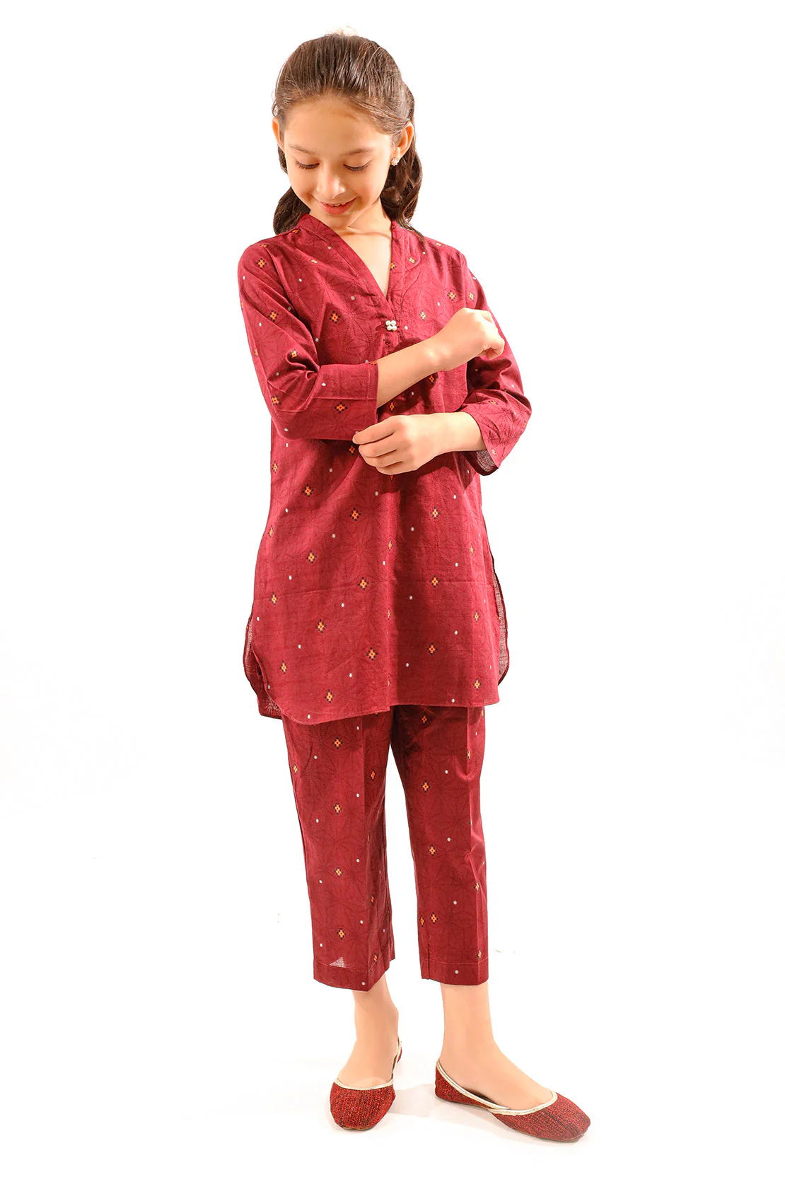 Stitched Cotton Jacquard Shirt For Kids - Image 3