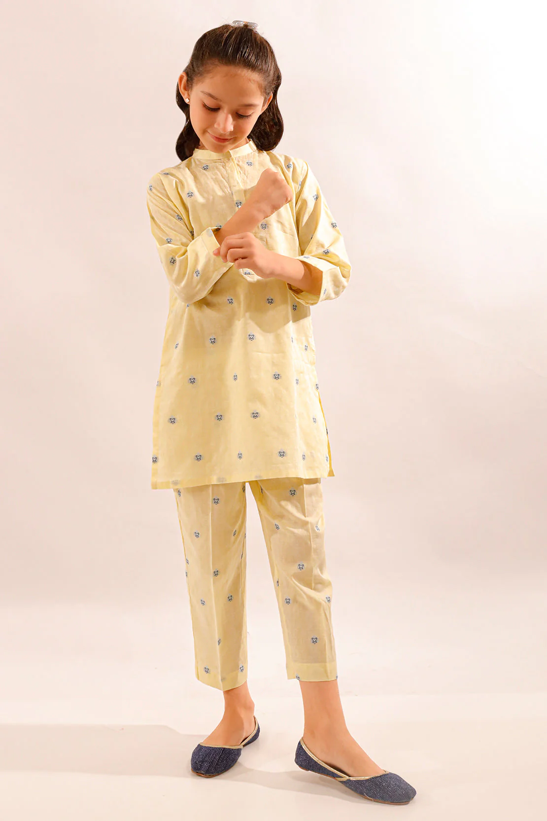 Stitched Cotton Jacquard Shirt For Kids - Image 2