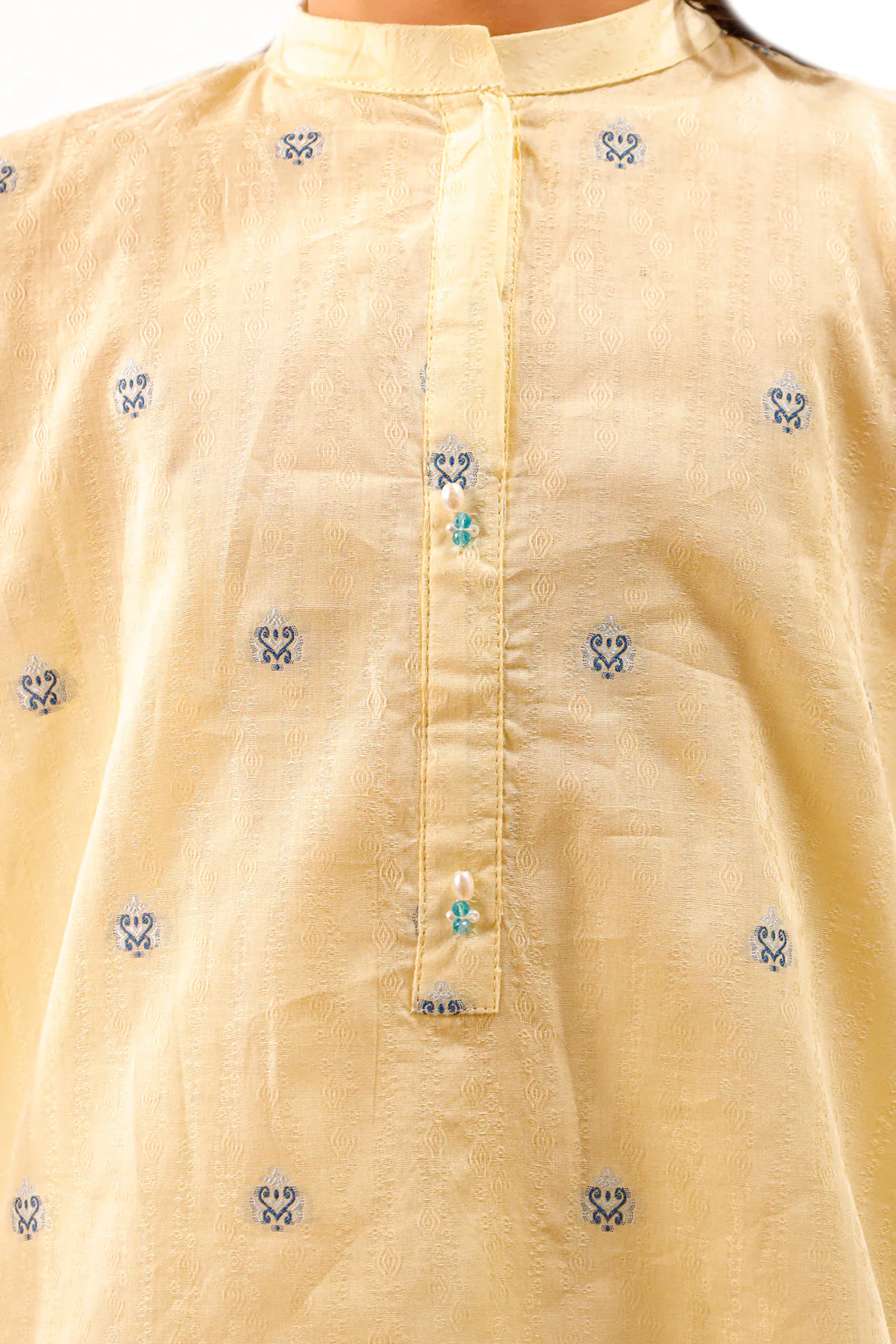 Stitched Cotton Jacquard Shirt For Kids - Image 7