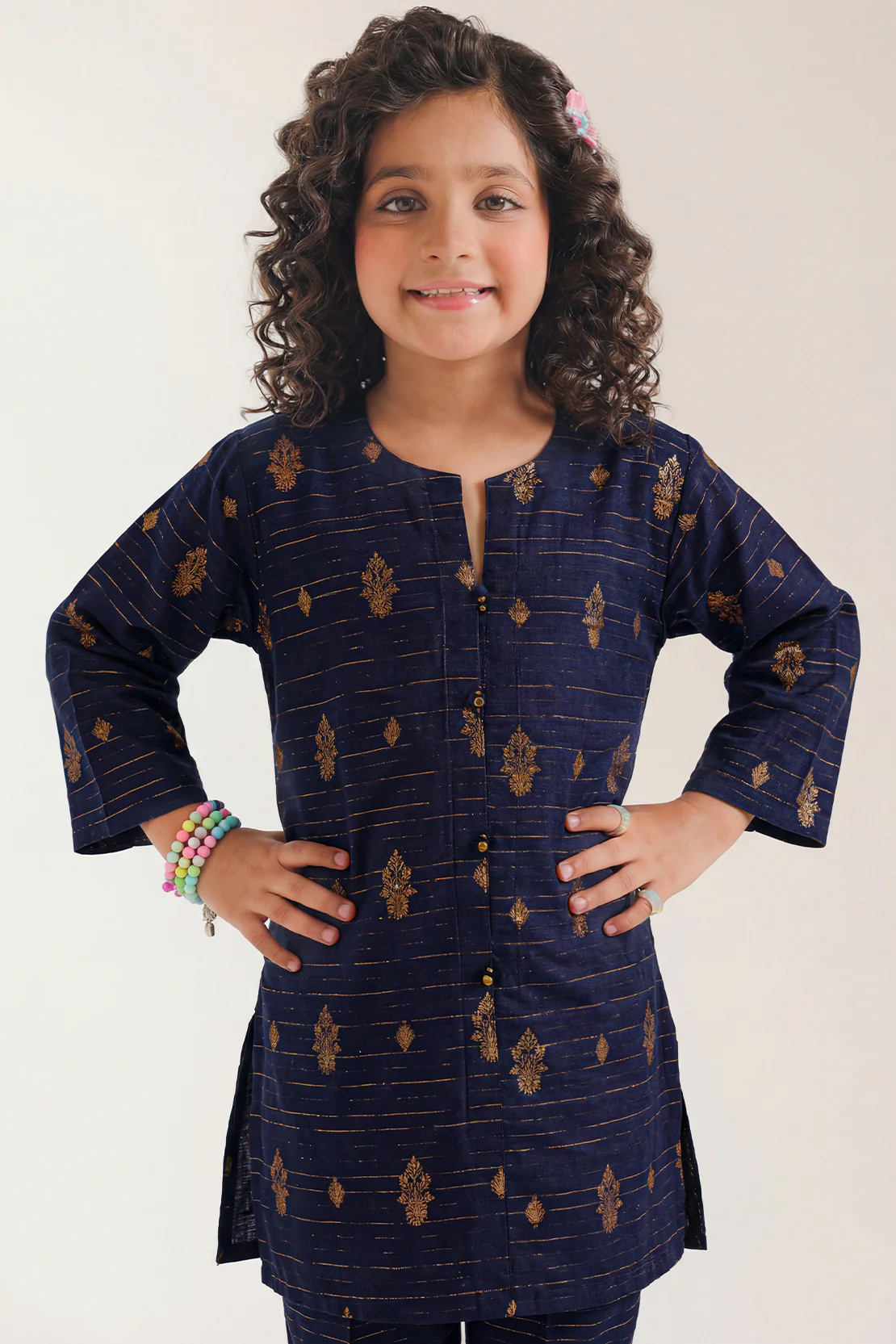 Stitched Cotton Jacquard Shirt For Kids - Image 3