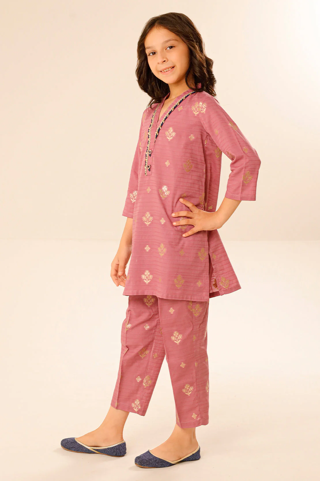Stitched Cotton Jacquard Shirt For Kids - Image 2