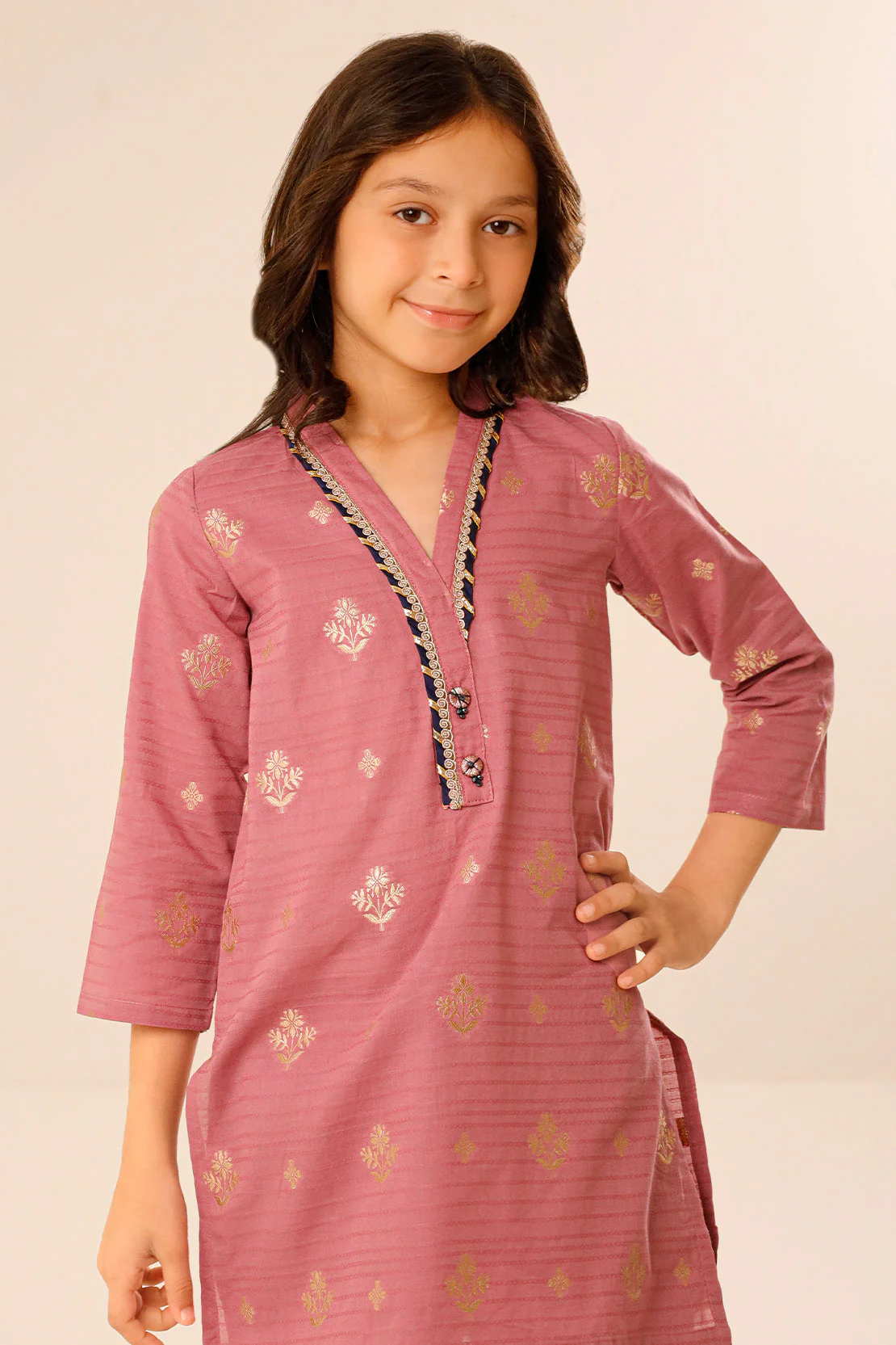 Stitched Cotton Jacquard Shirt For Kids - Image 3