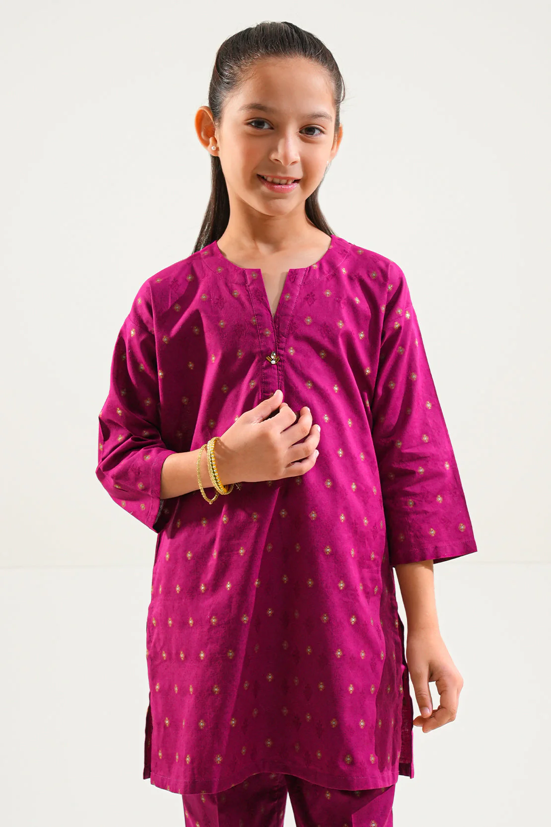 Stitched Cotton Jacquard Shirt For Kids - Image 3
