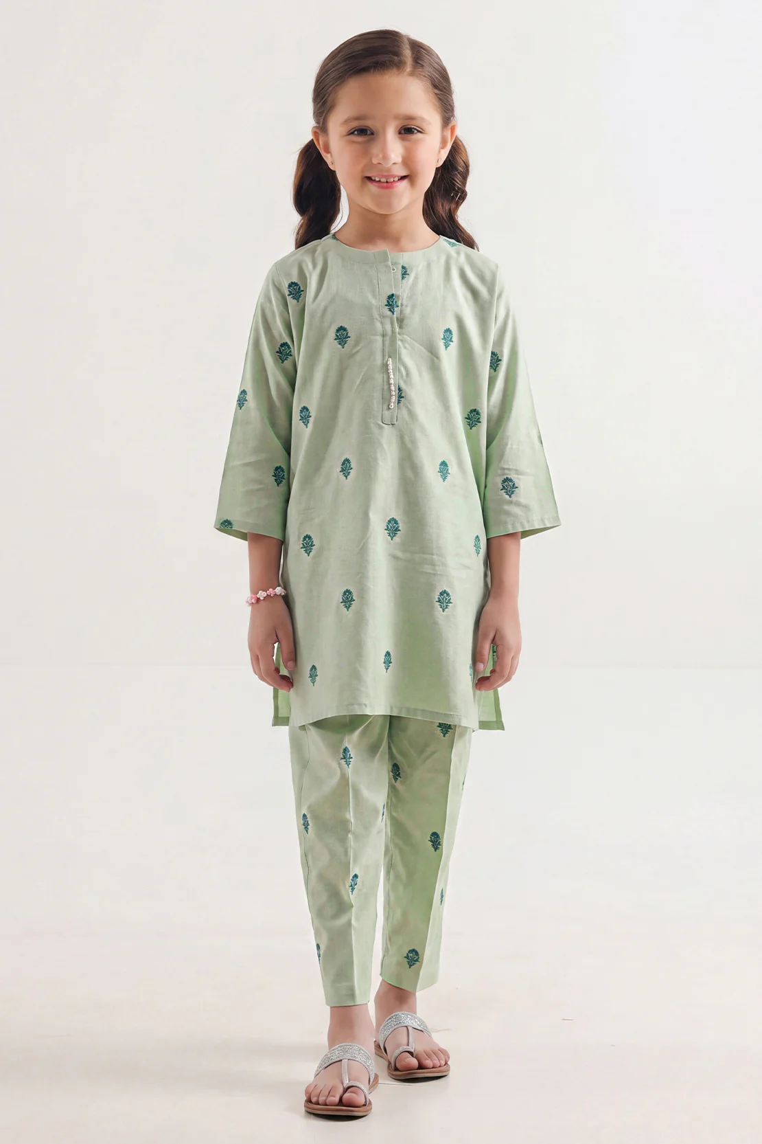 Stitched Cotton Jacquard Shirt For Kids - Image 2