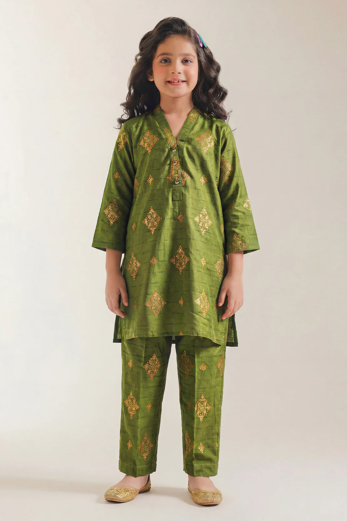 Stitched Cotton jacquard Shirt For Kids - Image 2