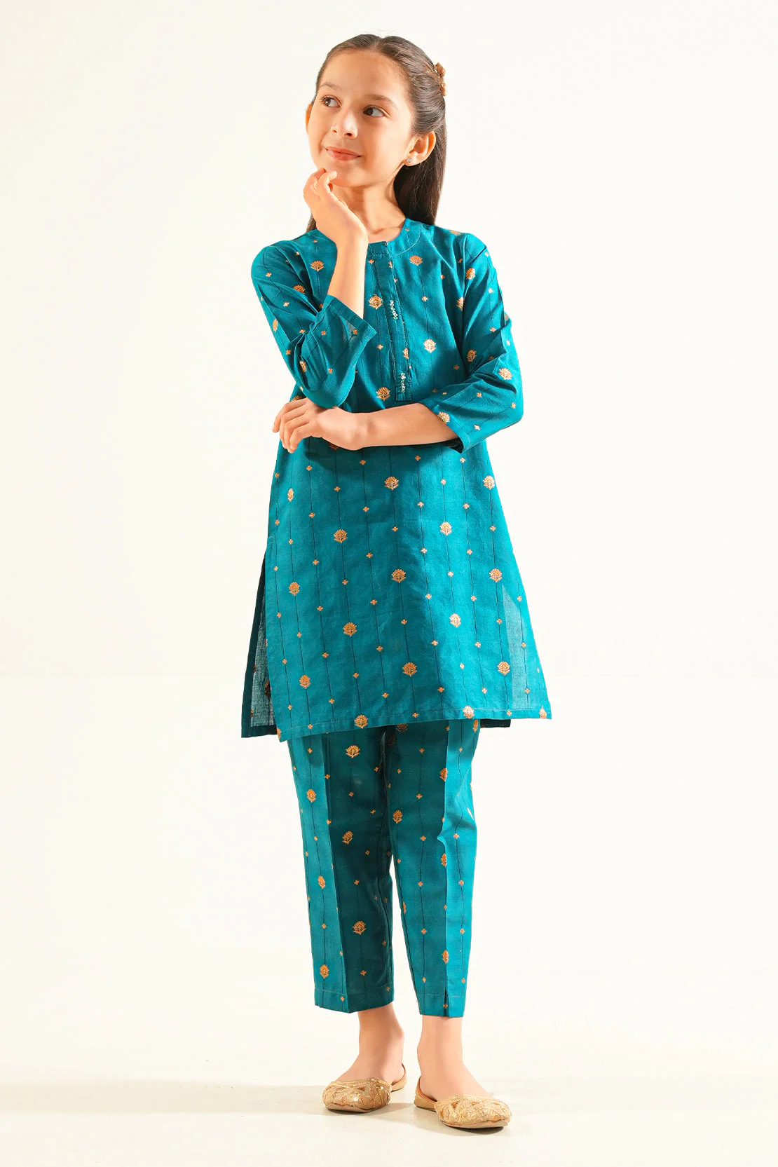 Cotton Jacquard Stitched Shirt For Kids - Image 2