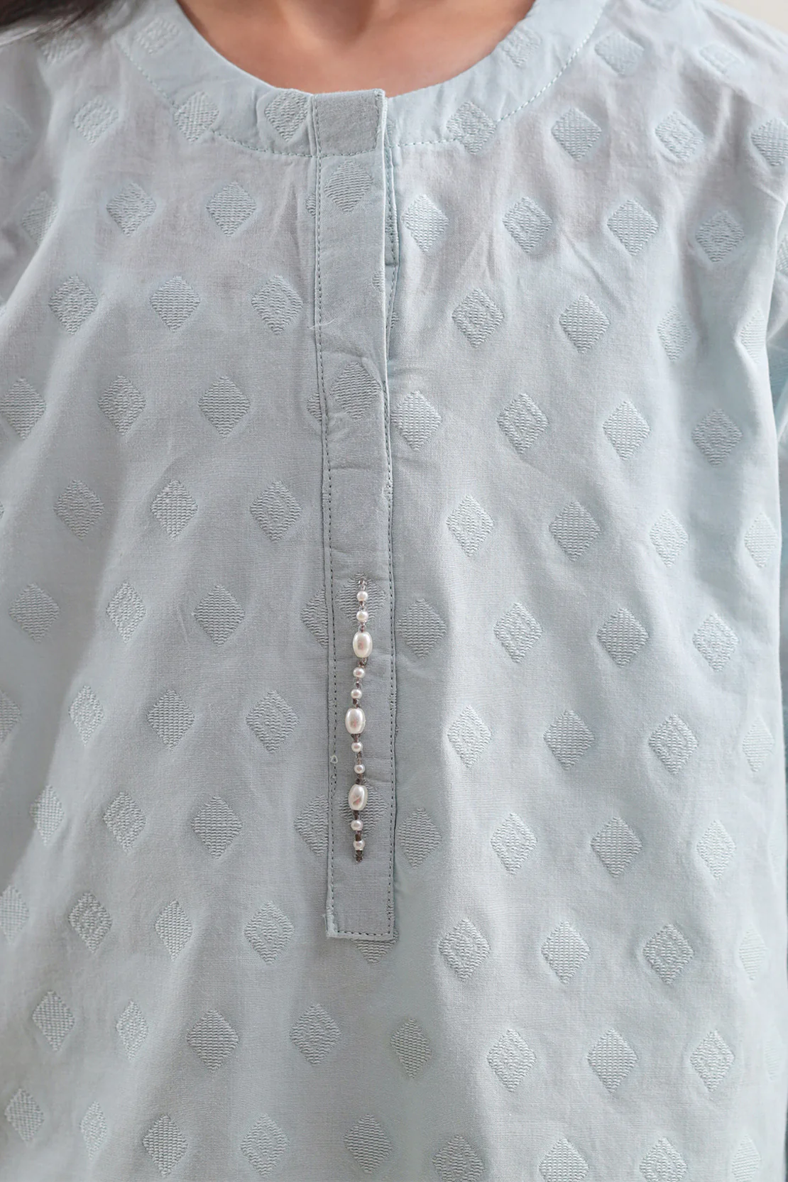 Stitched Cotton Jacquard Shirt For Kids - Image 5