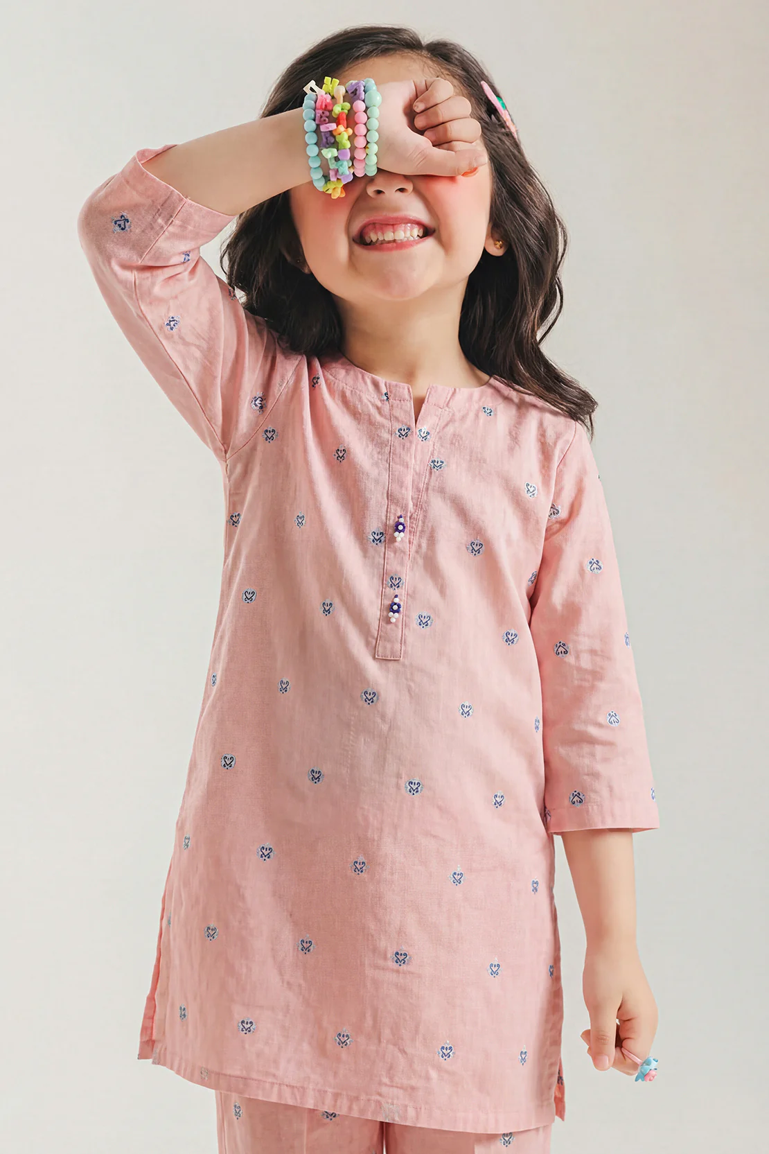Stitched Cotton Jacquard Shirt For Kids - Image 2