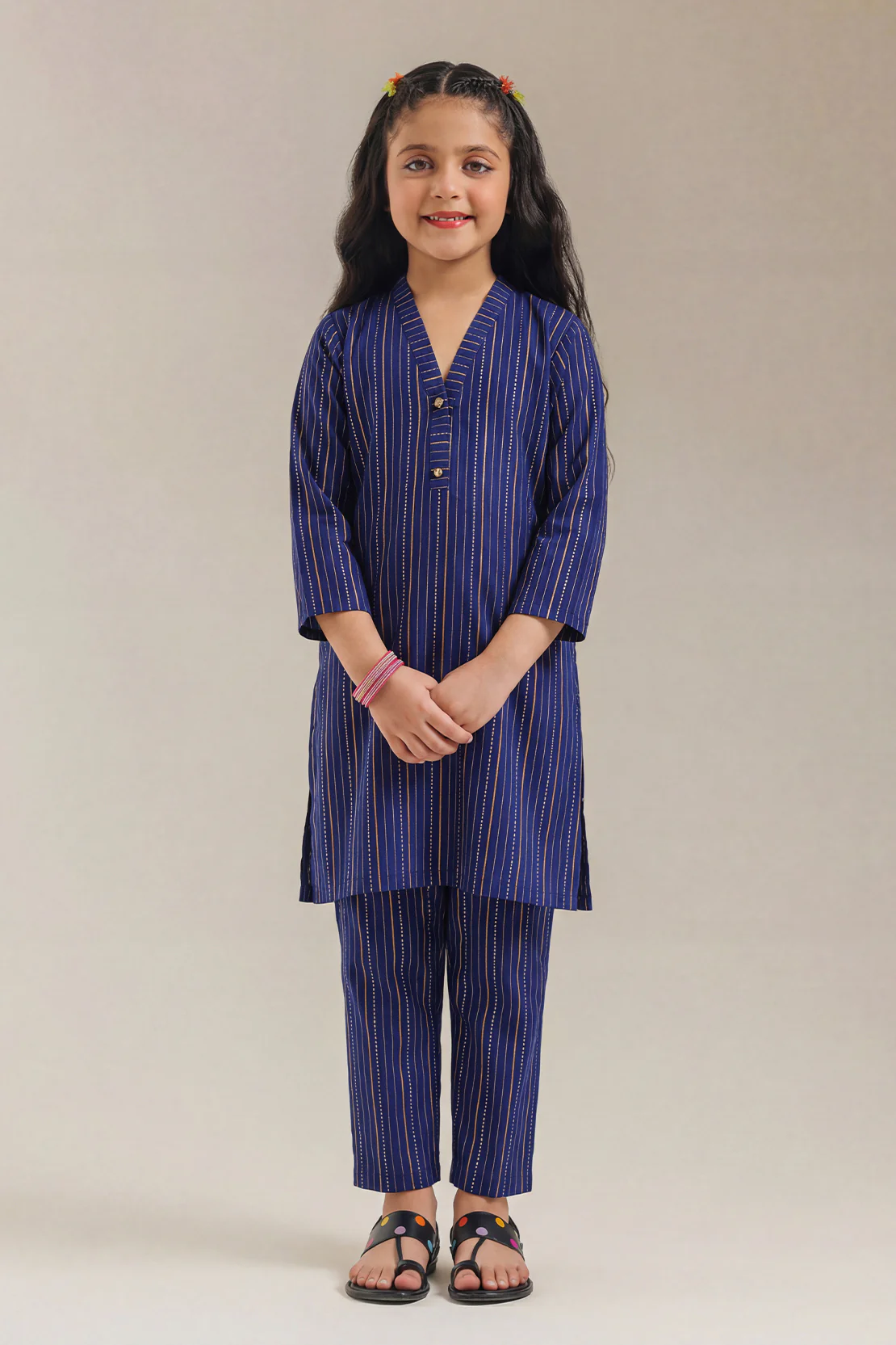 Cotton Jacquard Stitched Shirt For Kids - Image 2
