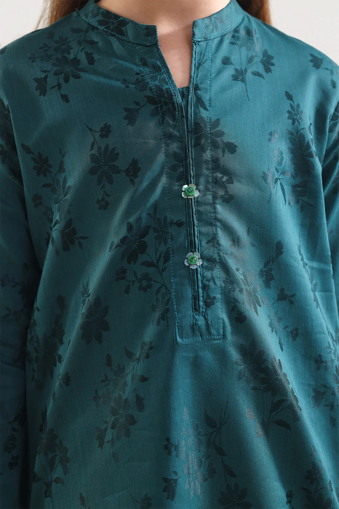 Stitched Cotton Jacquard Shirt For Kids - Image 4