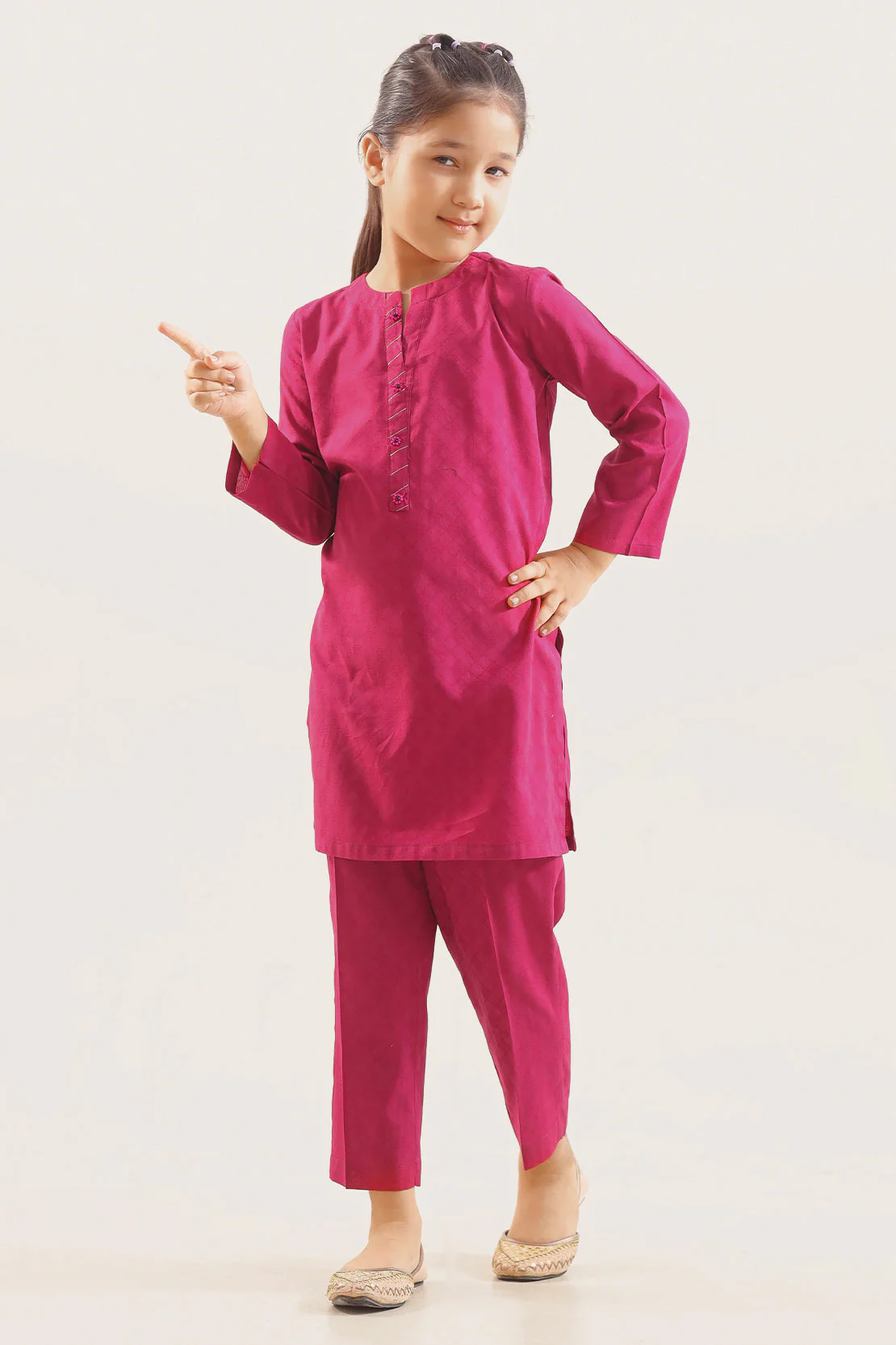 Stitched Cotton jacquard Shirt For Kids