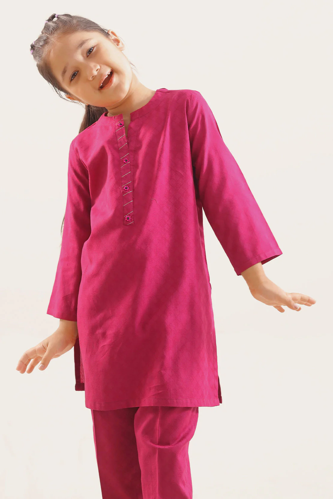 Stitched Cotton jacquard Shirt For Kids - Image 3