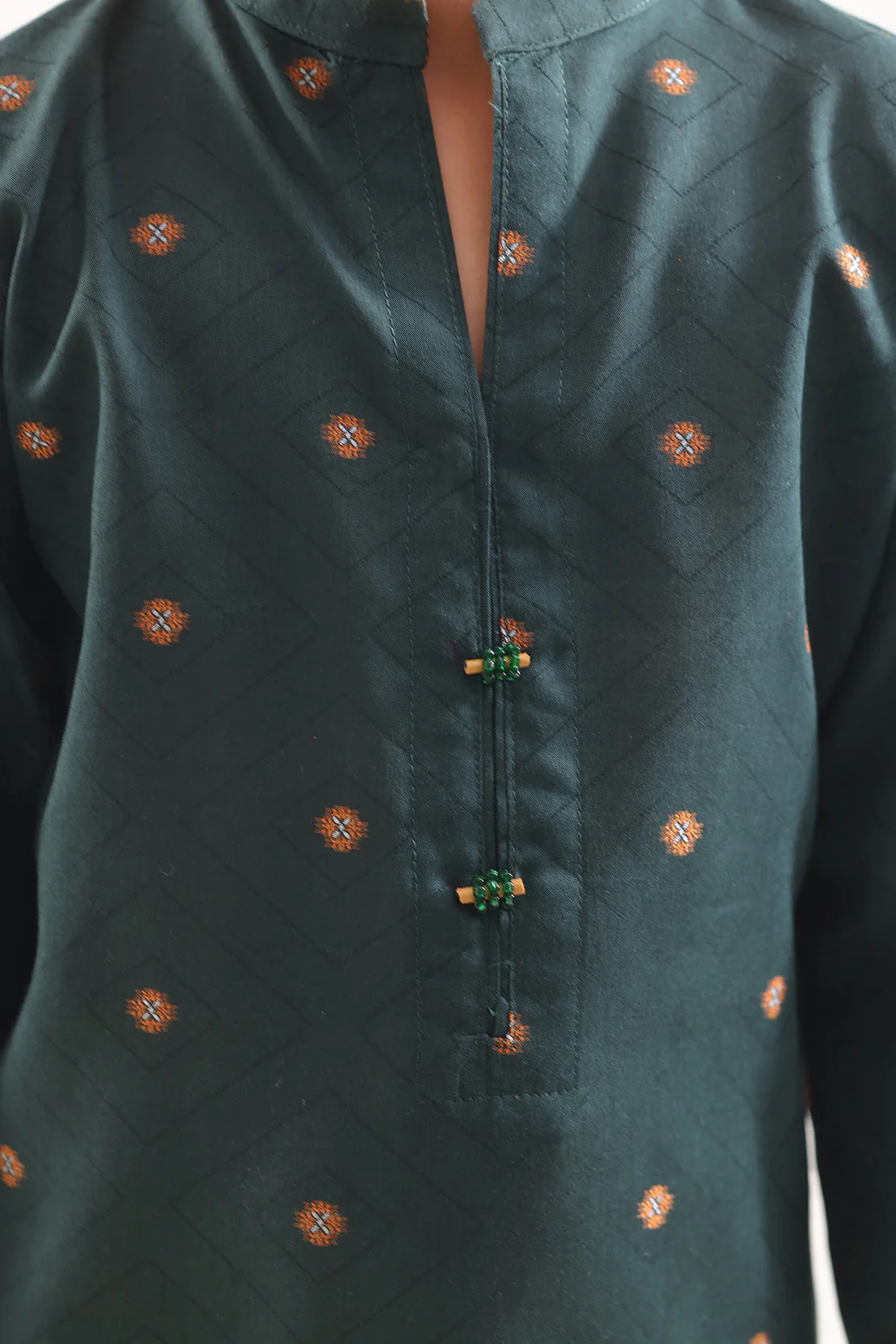 Stitched Cotton Jacquard Shirt For Kids - Image 3
